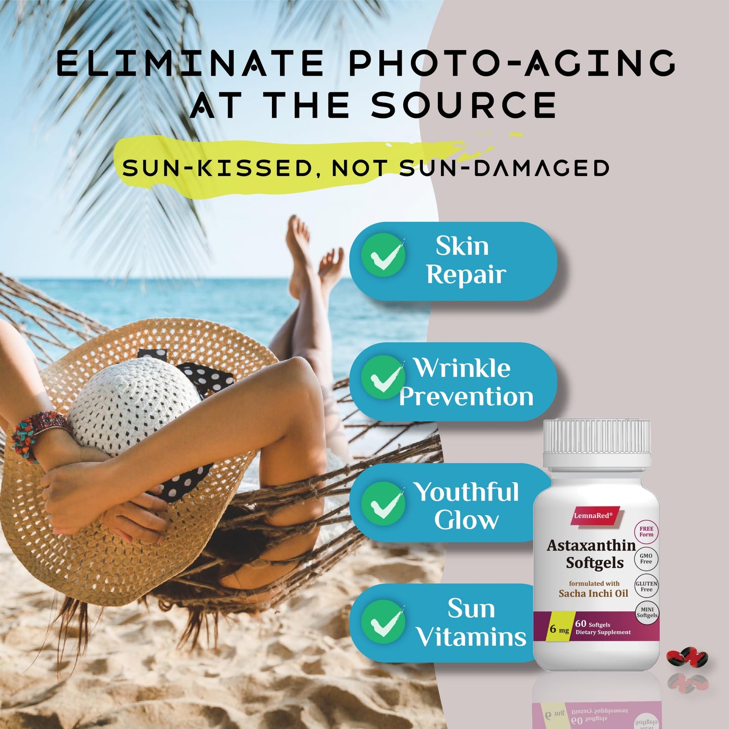 LemnaRed Free-Form Astaxanthin 6mg Softgel, 60 Softgels