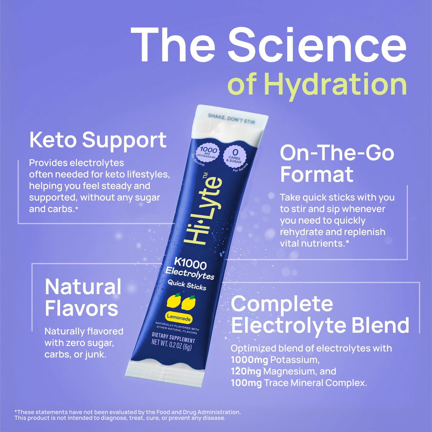 Hi-Lyte K1000 Electrolytes Quick Sticks Powder 6.3 oz