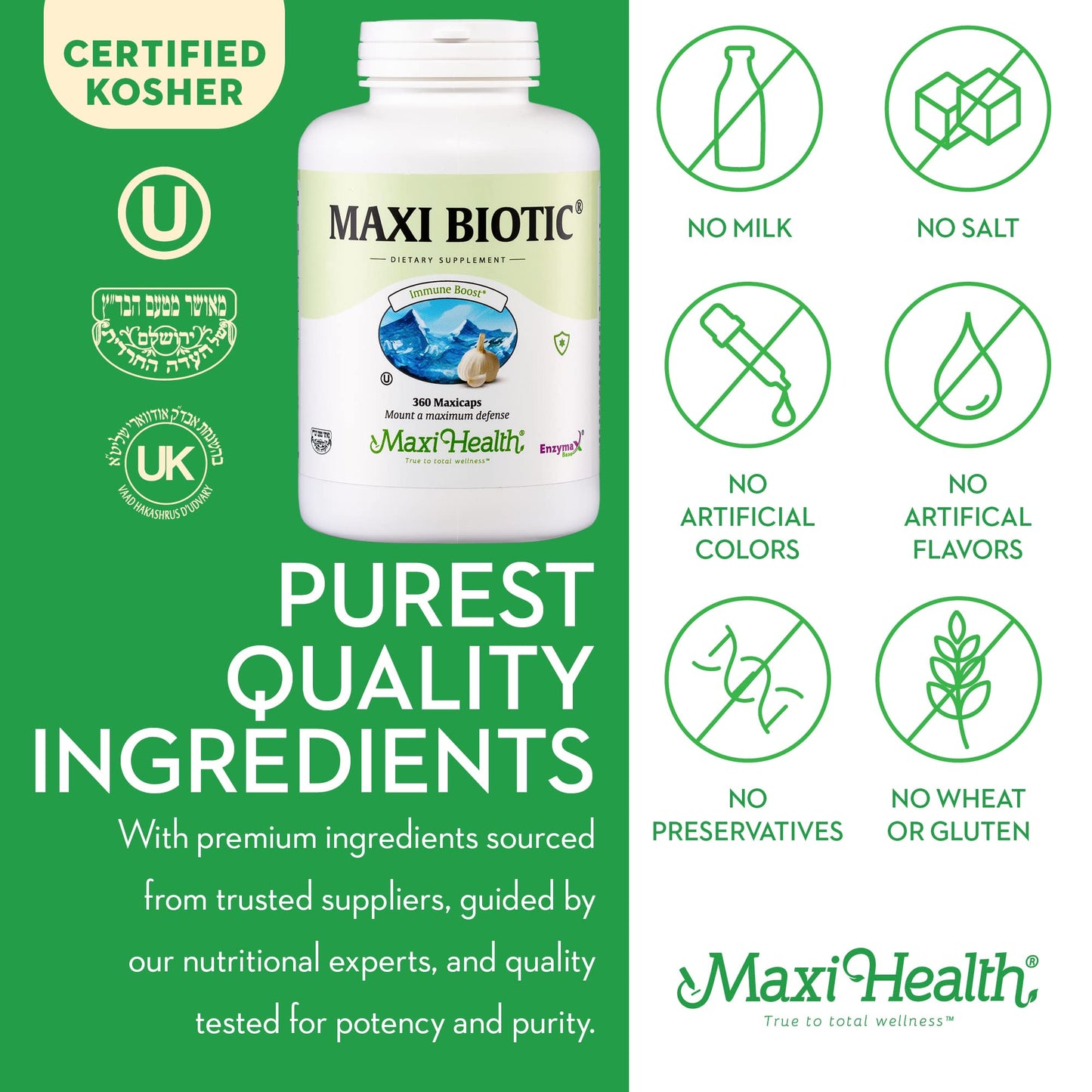 Maxi Health Maxi Biotic Aged Garlic Extract Capsules 360 Capsules