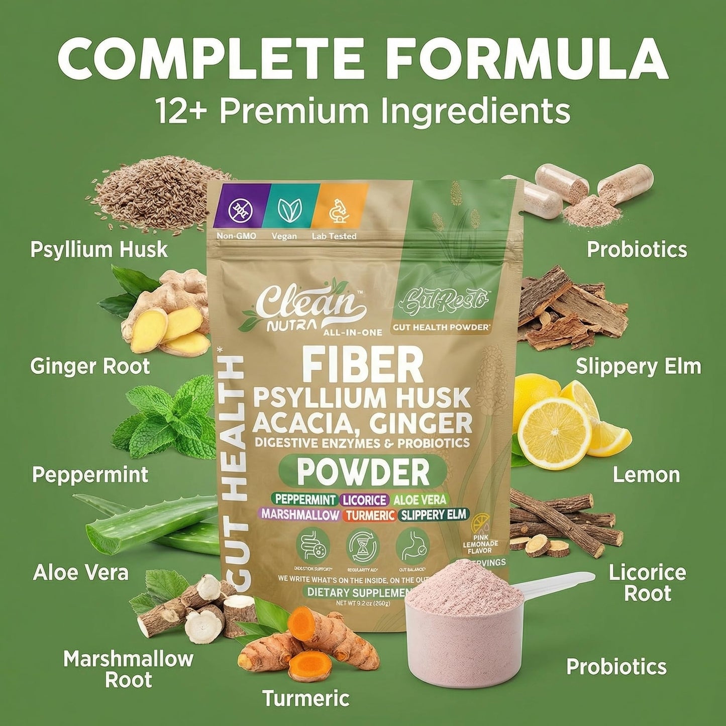 Clean Nutraceuticals GutResto Fiber Supplement Powder, 6.7
