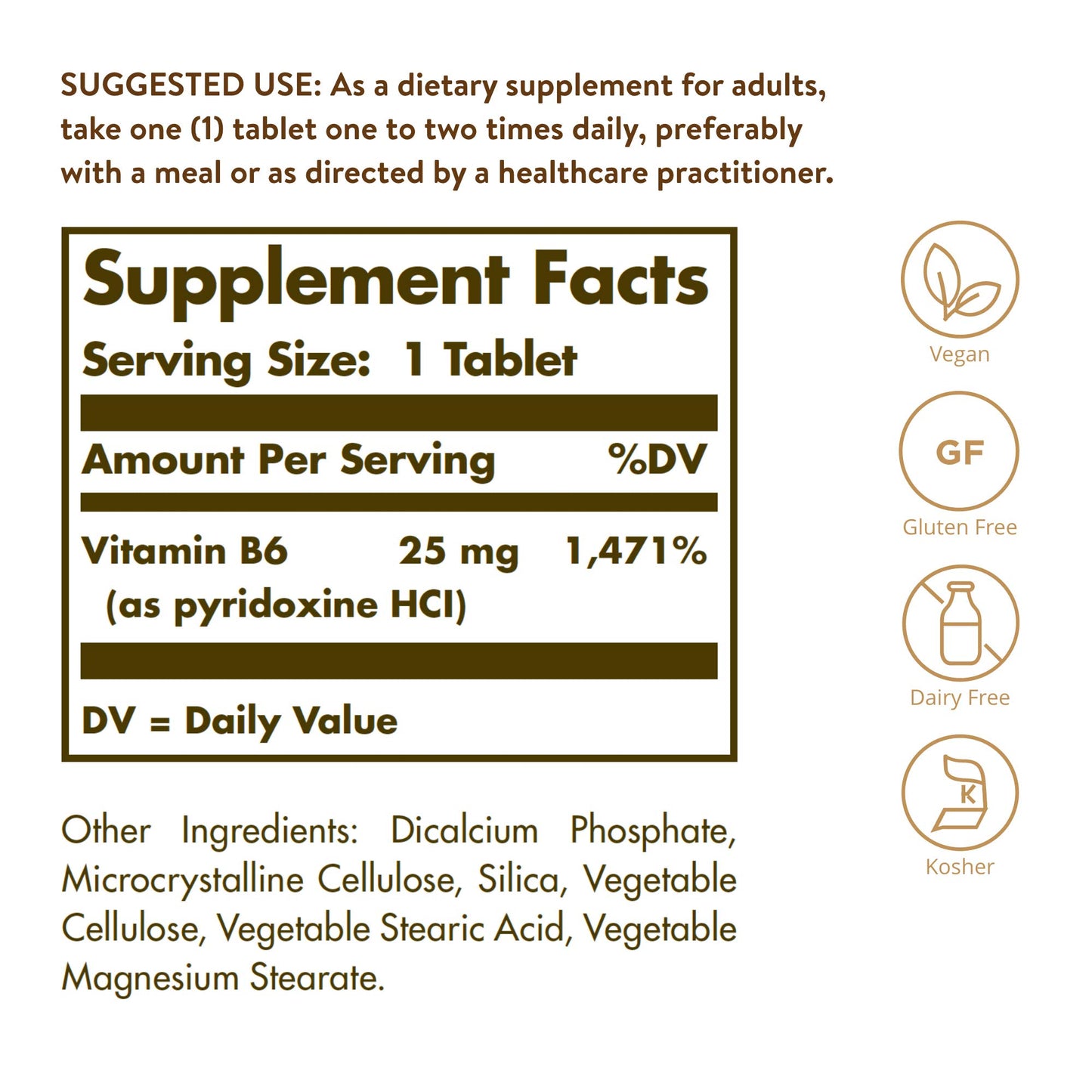 Solgar Vitamin B6 25 mg, 100 Tablets