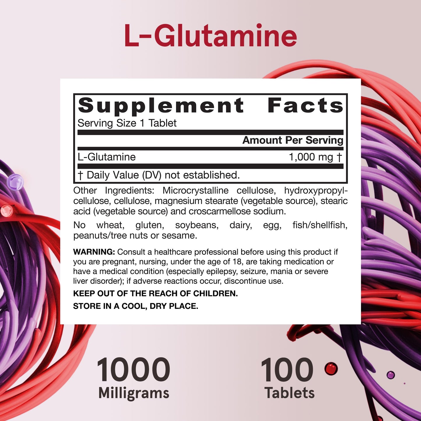 Jarrow Formulas L-Glutamine 1000 mg Tablet, 100 Count