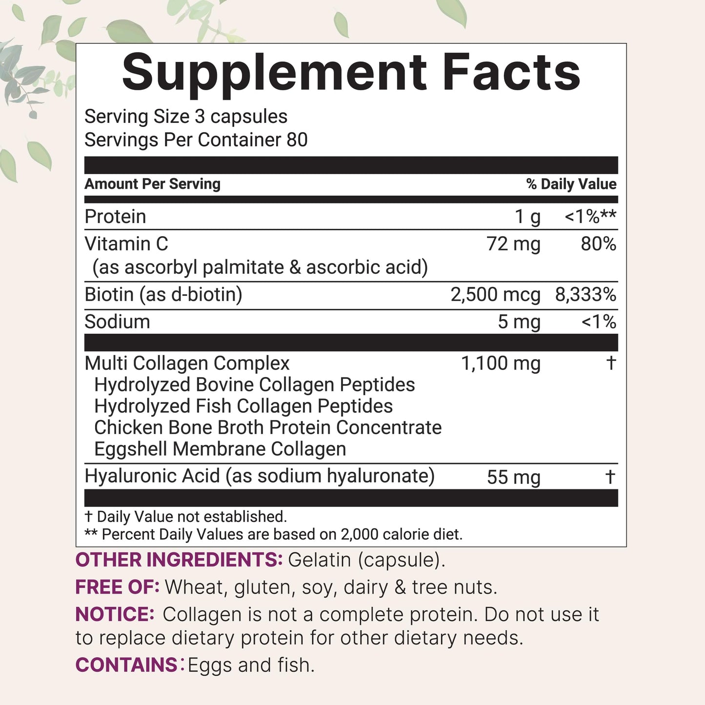 Micro Ingredients Multi Collagen Capsules, 480 Capsules