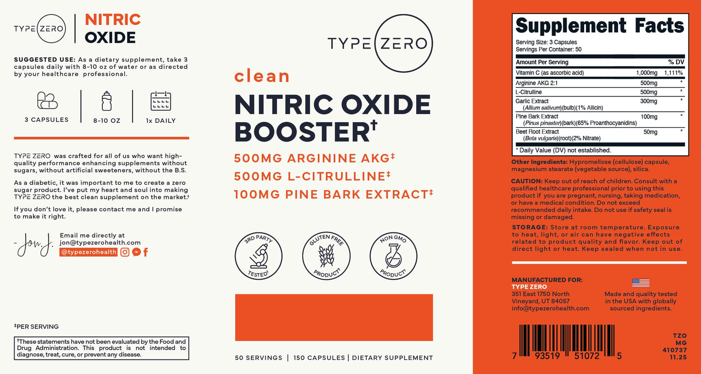 Type Zero Nitric Oxide 6X Booster Capsules 300