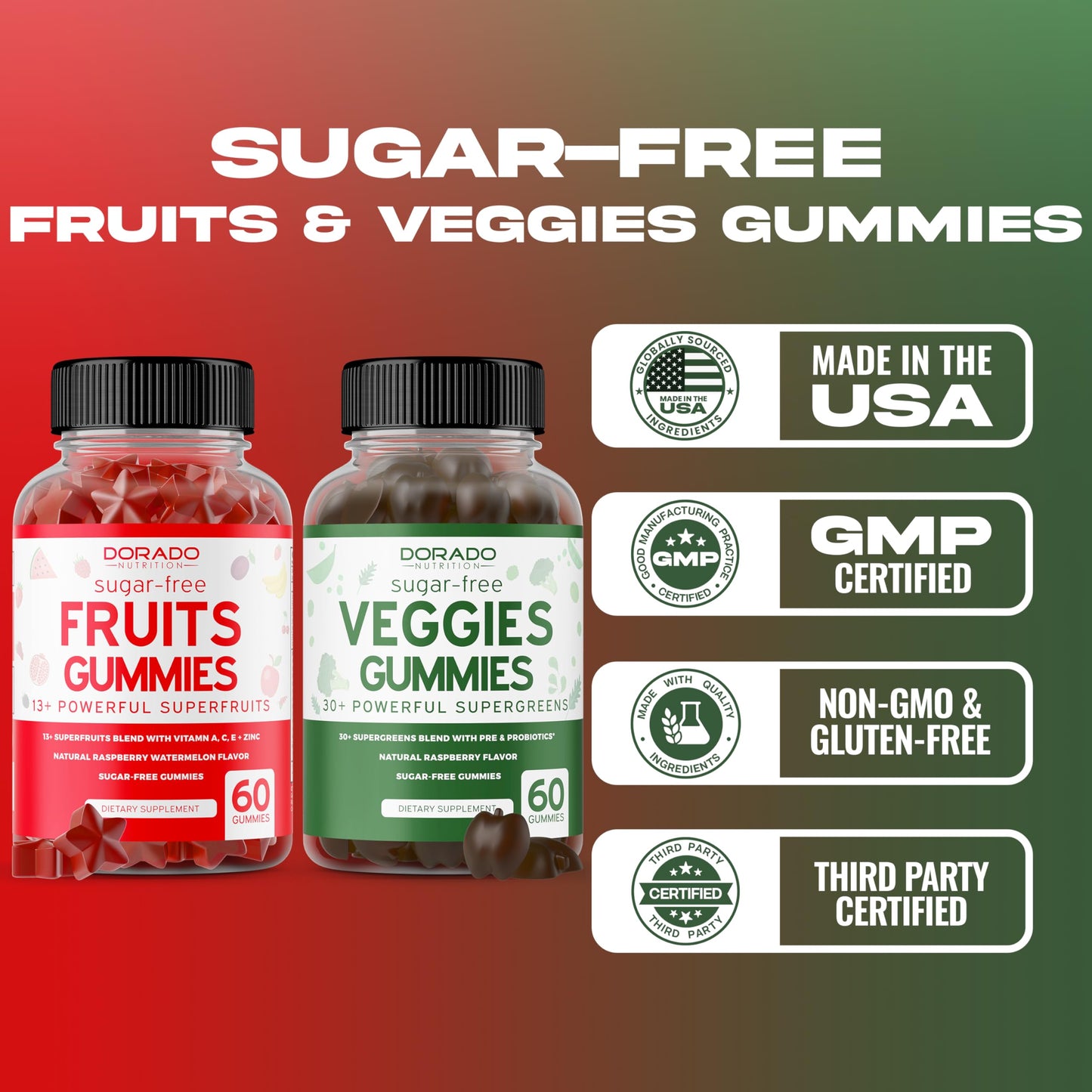 DORADO NUTRITION Fruit and Veggies Supplement 120 Gummies