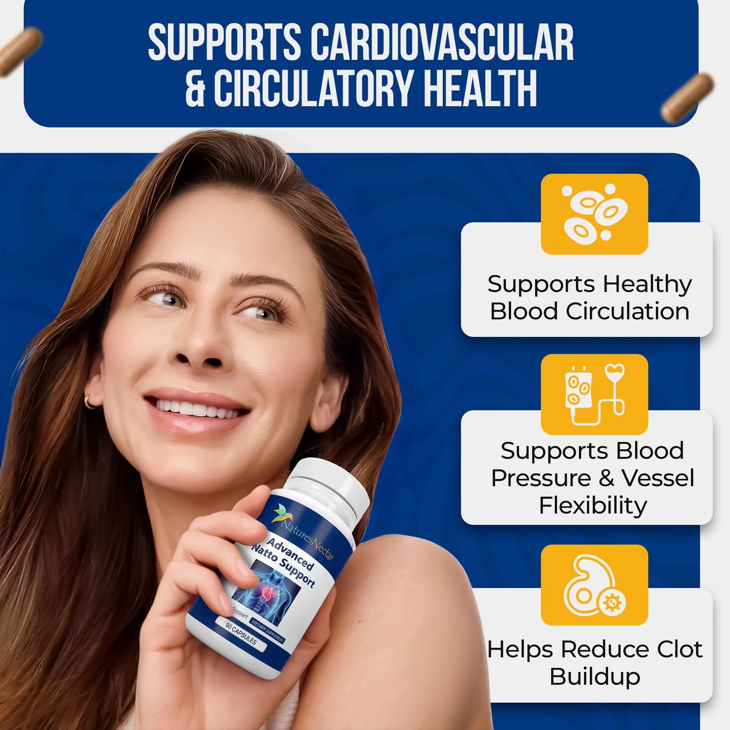 Nature's Nectar Organic Nattokinase Supplement 250mg – Double Strength 5000 FU, 90 Capsules