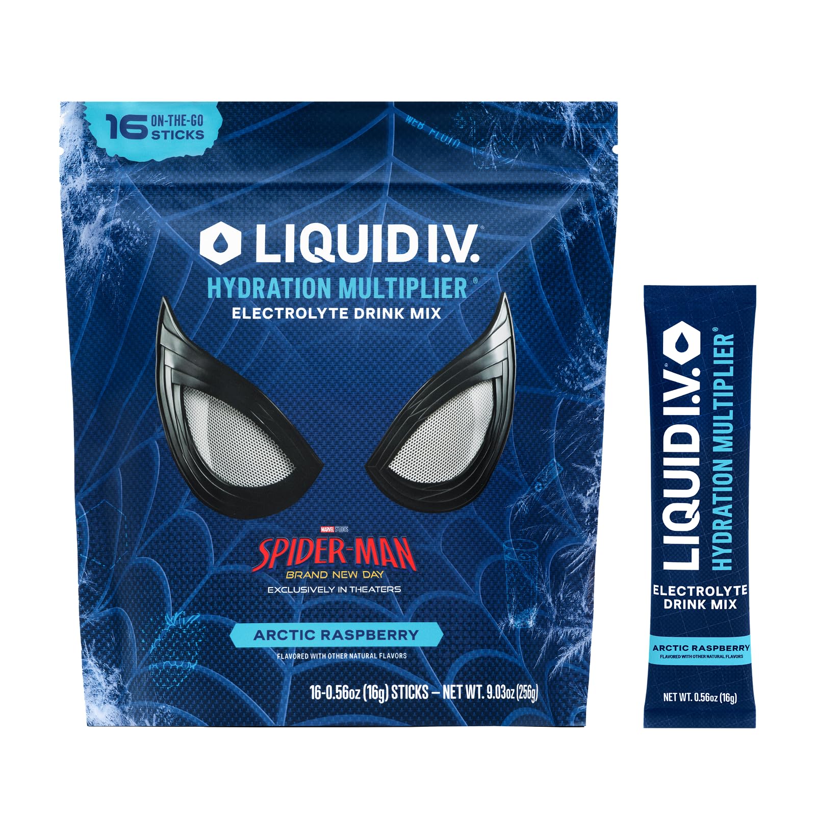 Liquid I.V. Hydration Electrolytes Spider-Man Arctic Raspberry Powder, 16 Count
