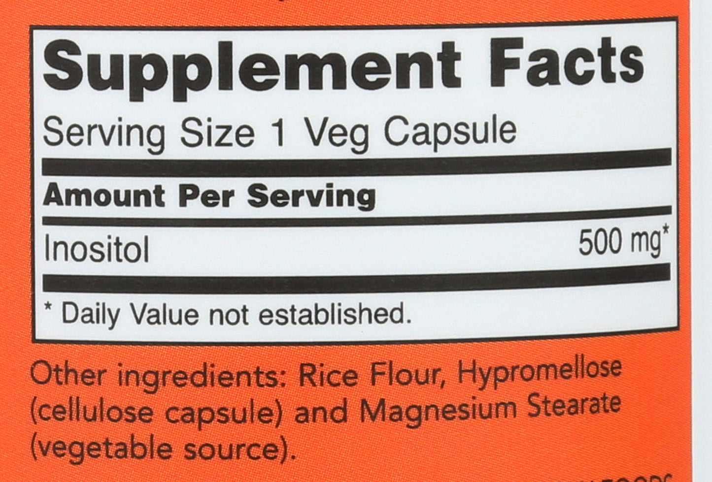 NOW Foods Inositol 500mg Capsule, 100 Capsules