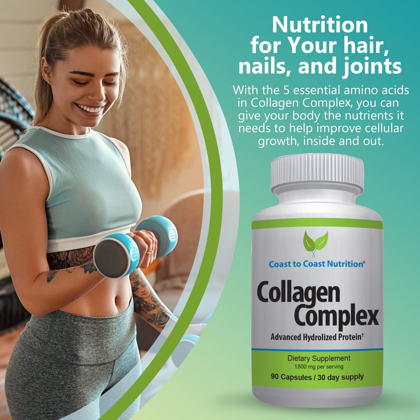 Coast to Coast Nutrition Hydrolyzed Collagen Multi Collagen 90 Capsules