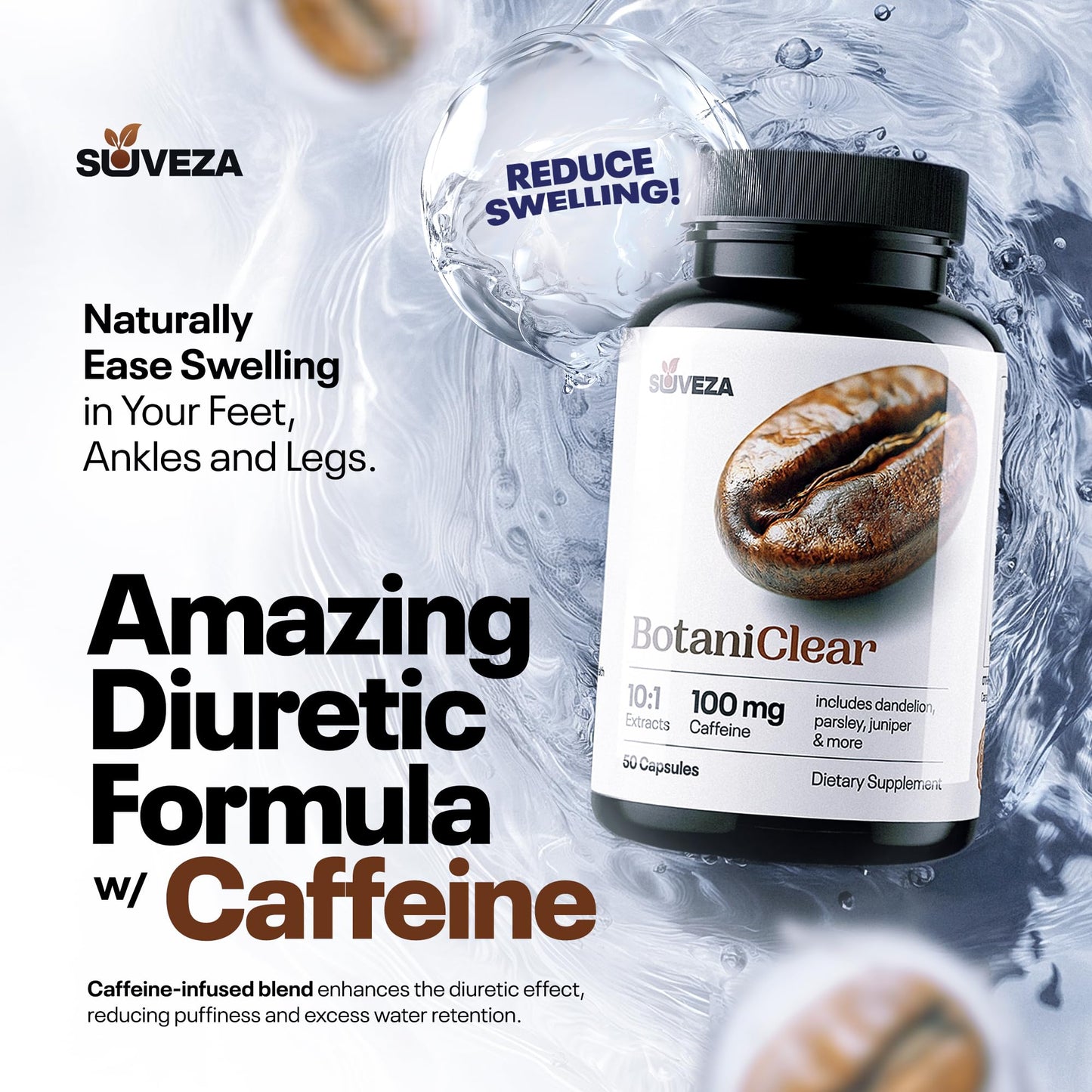 Suveza Water Pills for Swollen Feet or Swelling in Your Leg Capsules 50