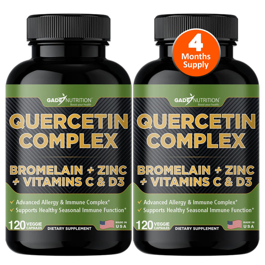 GADE NUTRITION BOOST YOUR HEALTH Organic Quercetin with Bromelain Vitamin C and Zinc Quercetin 500mg, 120 Capsules
