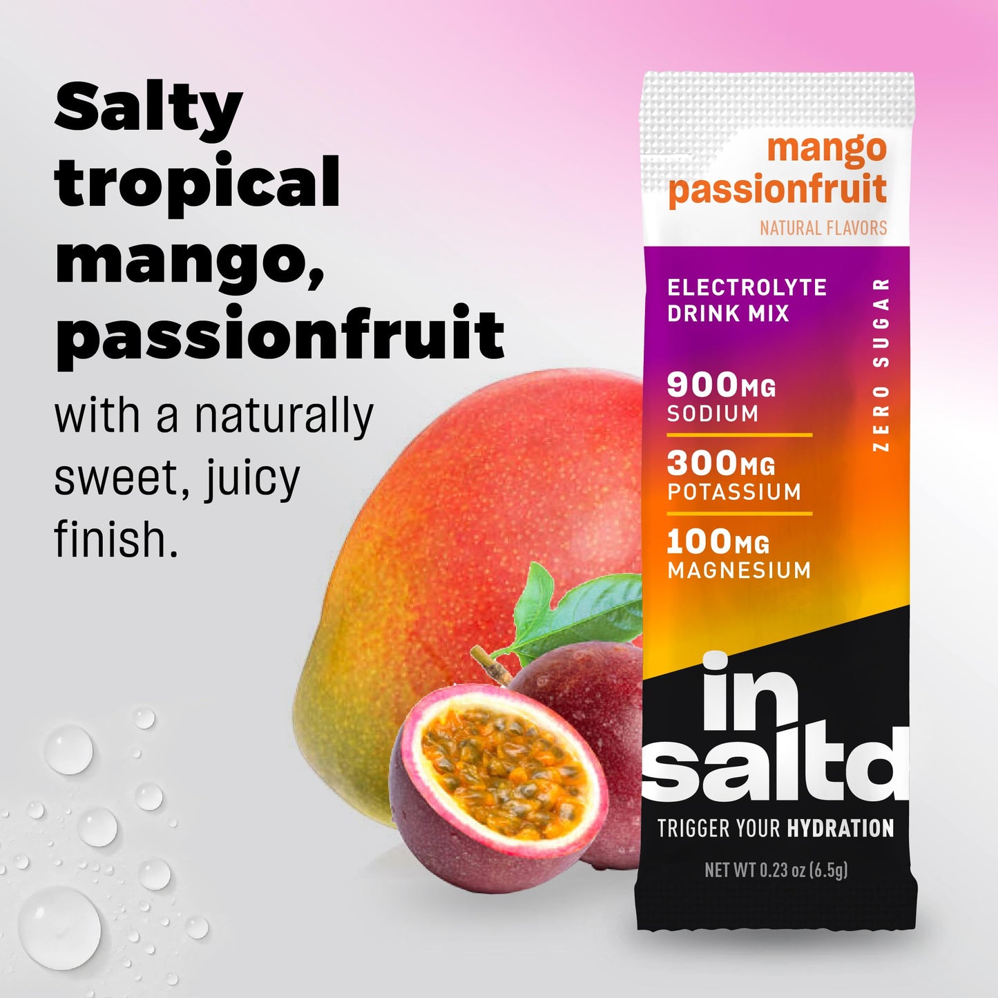 INSALTD Sugar-Free Electrolyte Powder Packets, Mango Passionfruit, 28 Packets