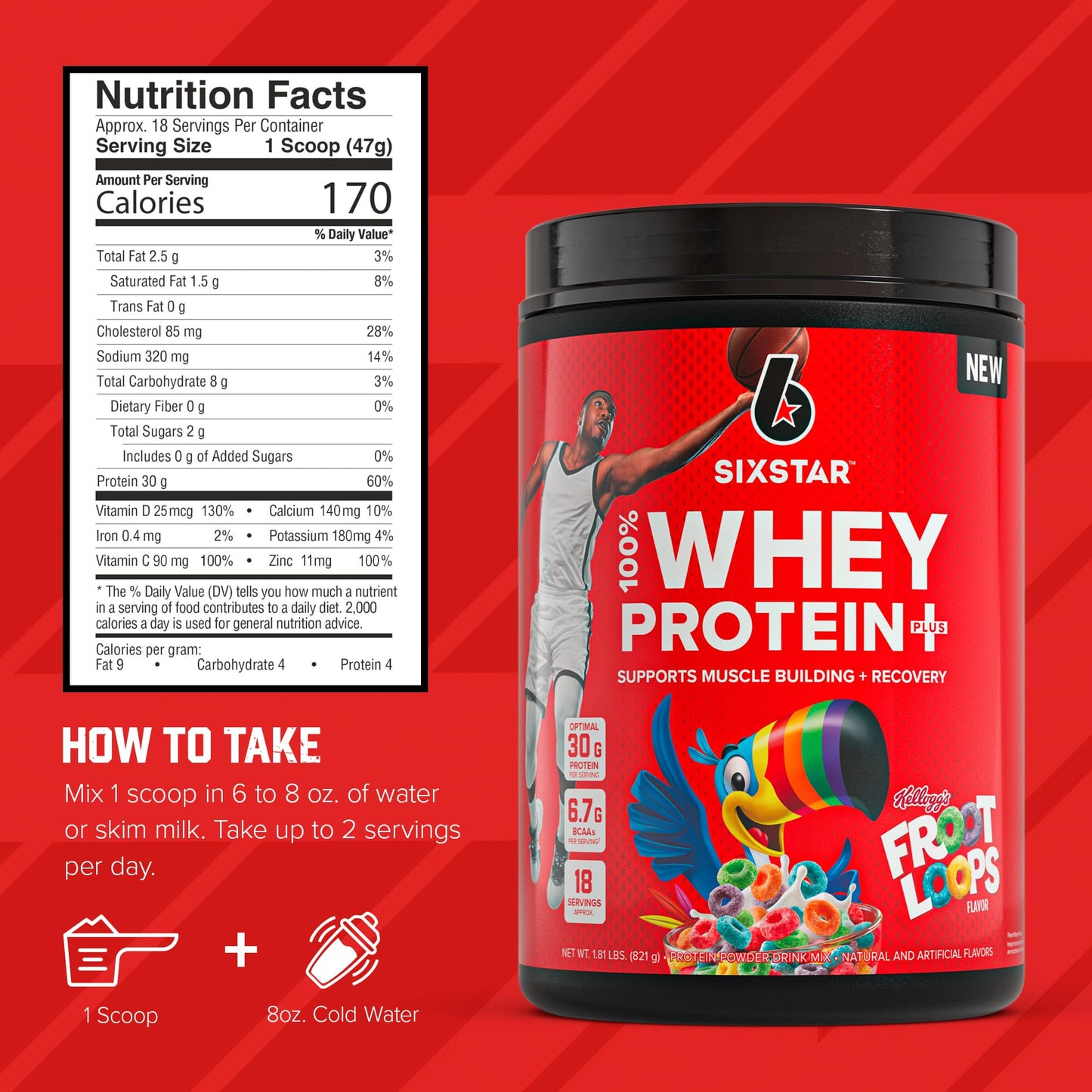 Six Star Whey Protein Powder Plus - Muscle Building & Recovery Formula with Whey Isolate Powder, BCAAs, 28.6g Protein per Serving
