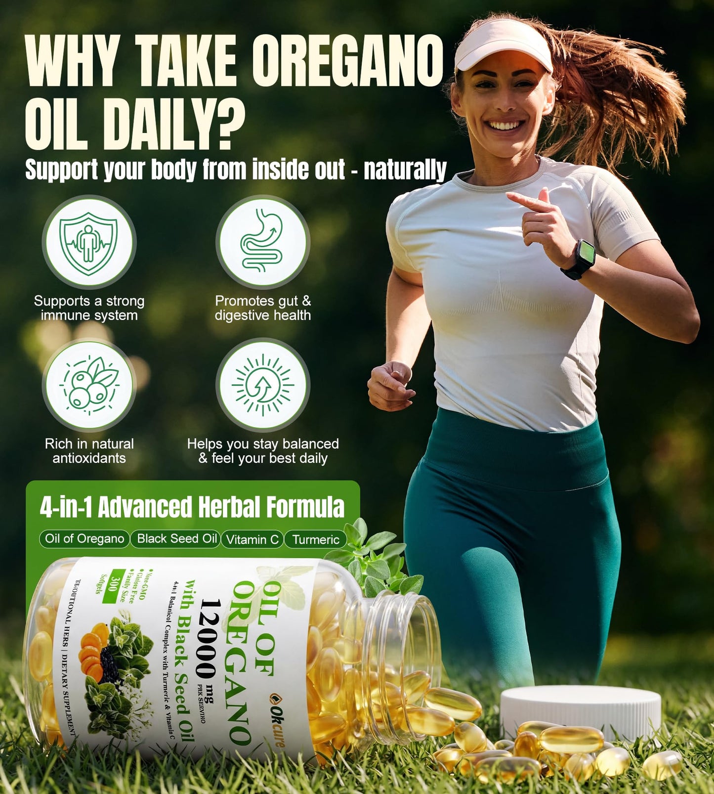 Okcure Oil of Oregano with Black Seed Oil Softgels 300