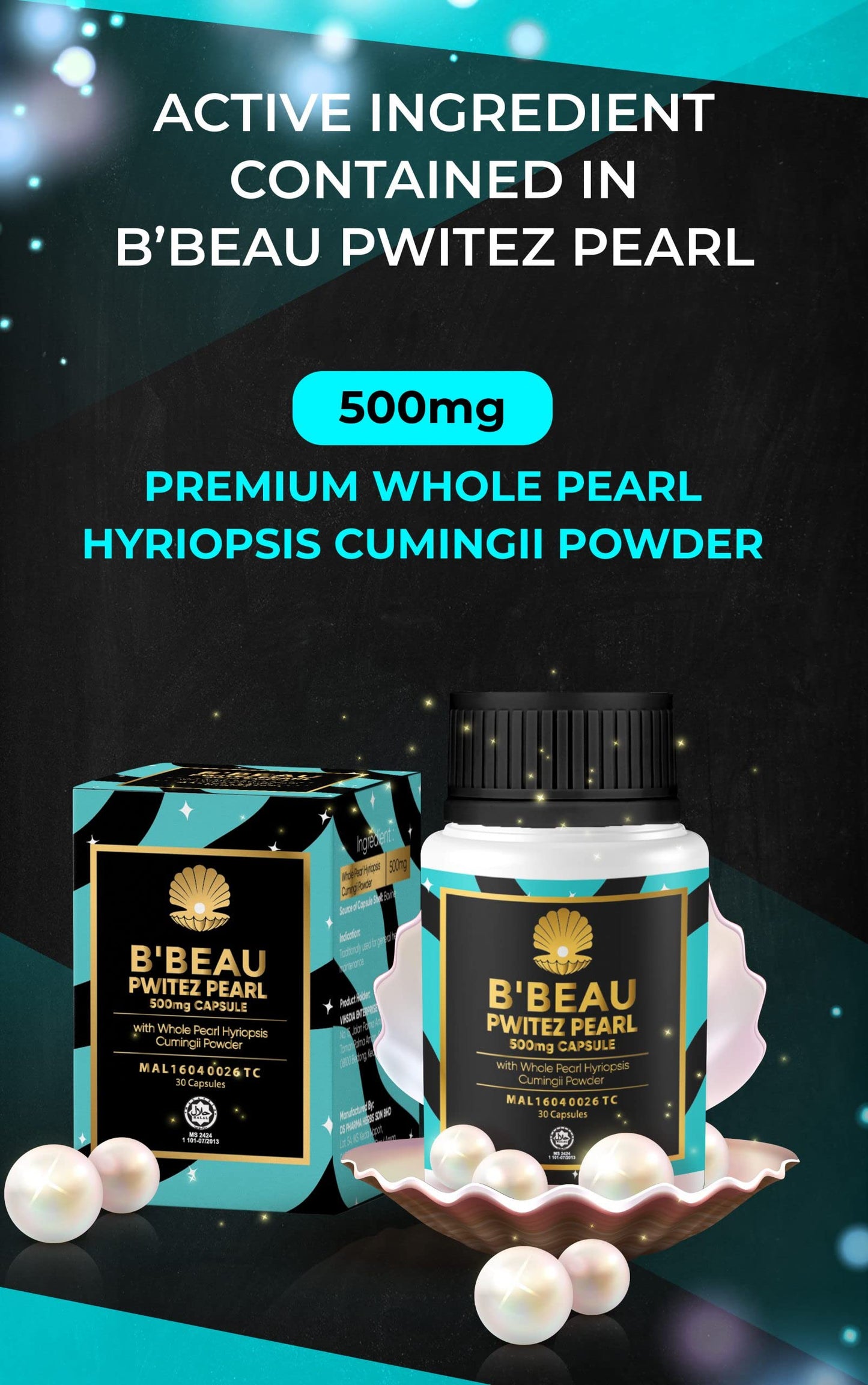 Elizkof Beauty Store PWITEZ Pearl 500 mg Capsule Anti-Aging Antioxidant Hyperpigmentation Treatment