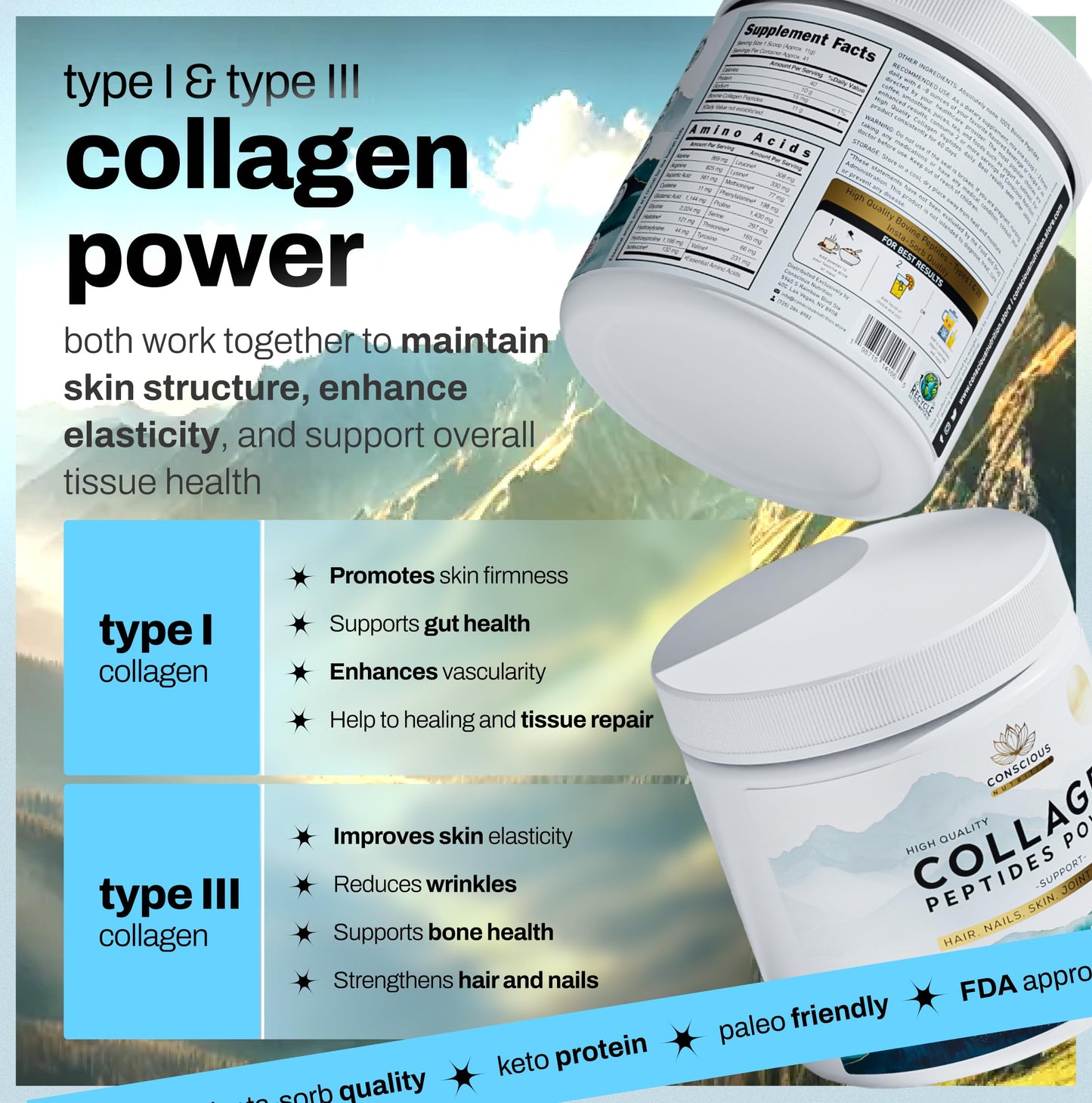 Conscious Nutrition Collagen Peptides Powder 16 oz