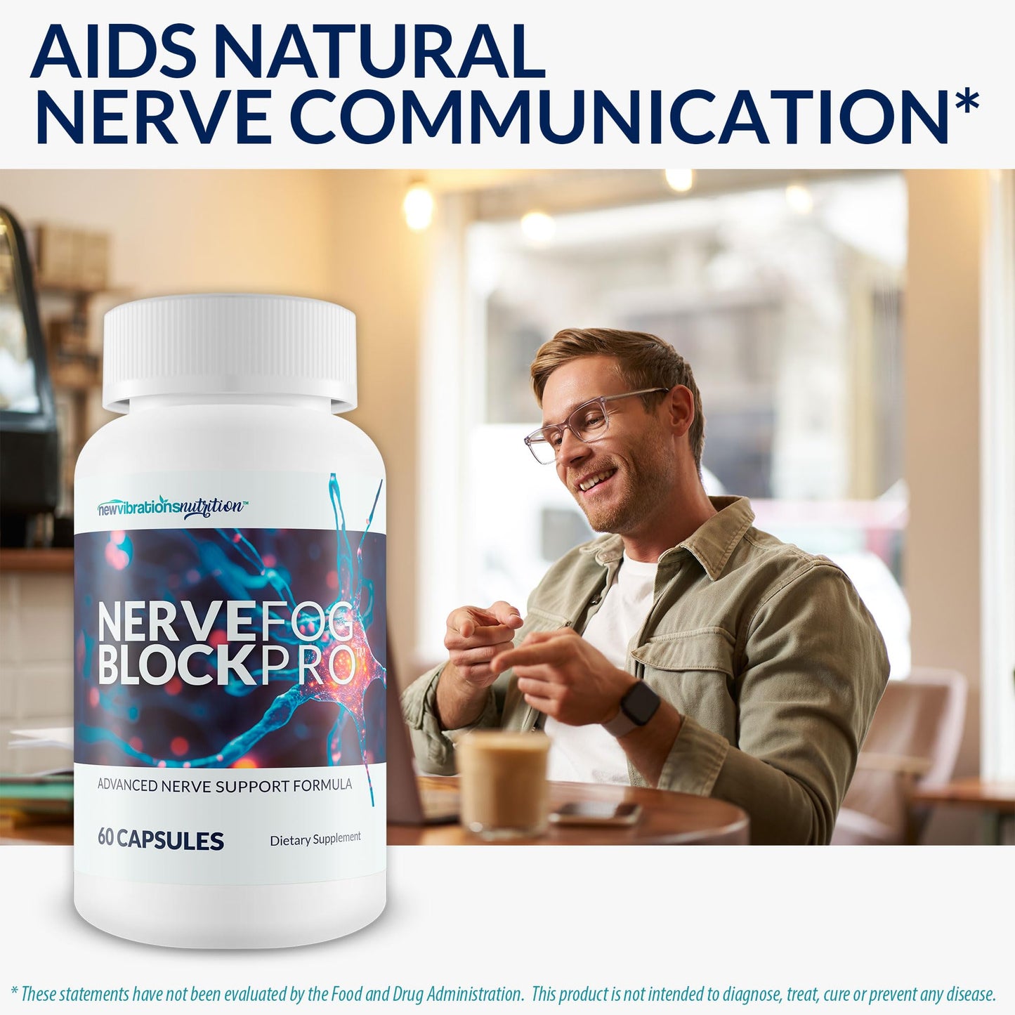 New Vibrations Nutrition Nerve Fog Block Pro Neuropathy Relief Capsule 90 Count