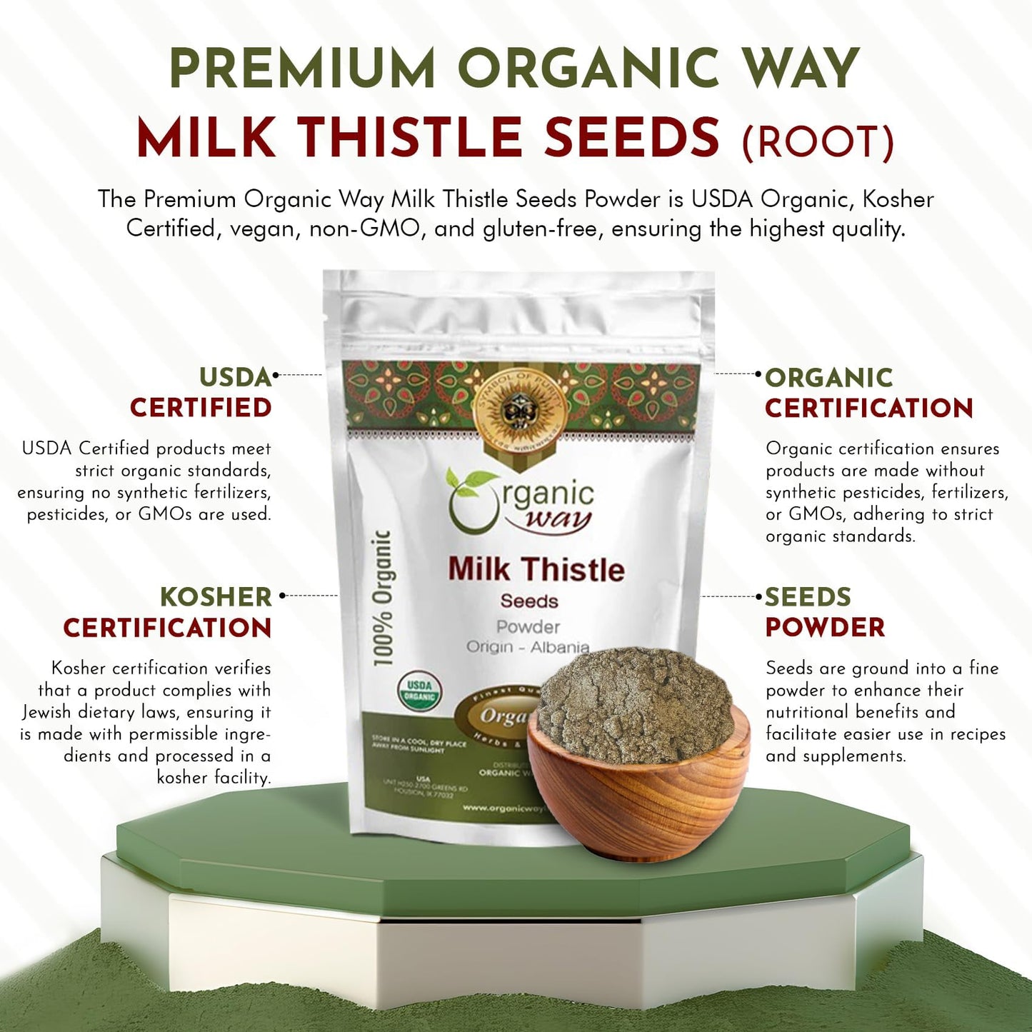 Organic Way Milk Thistle Seeds Powder 2 Ounce
