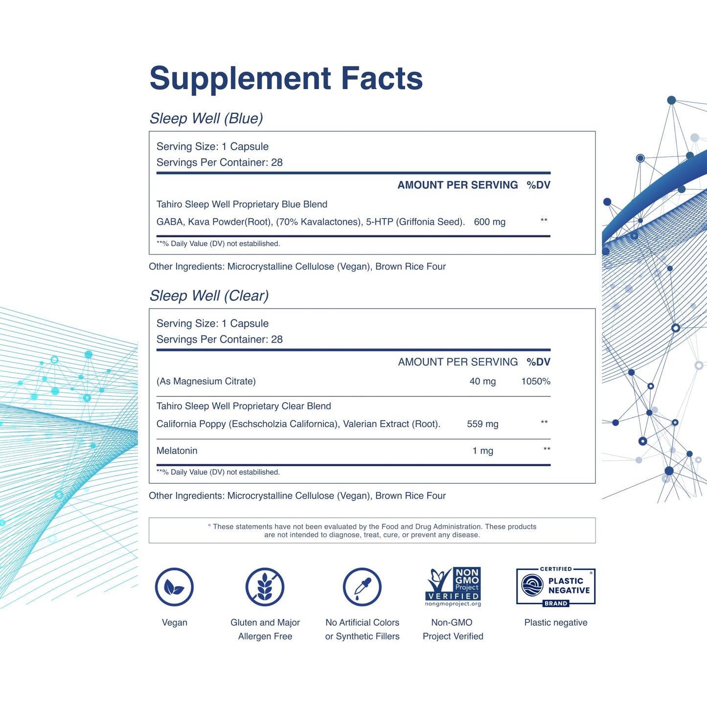 TAHIRO Sleep Well Supplement with Kava and Valerian Capsules, 56 Count