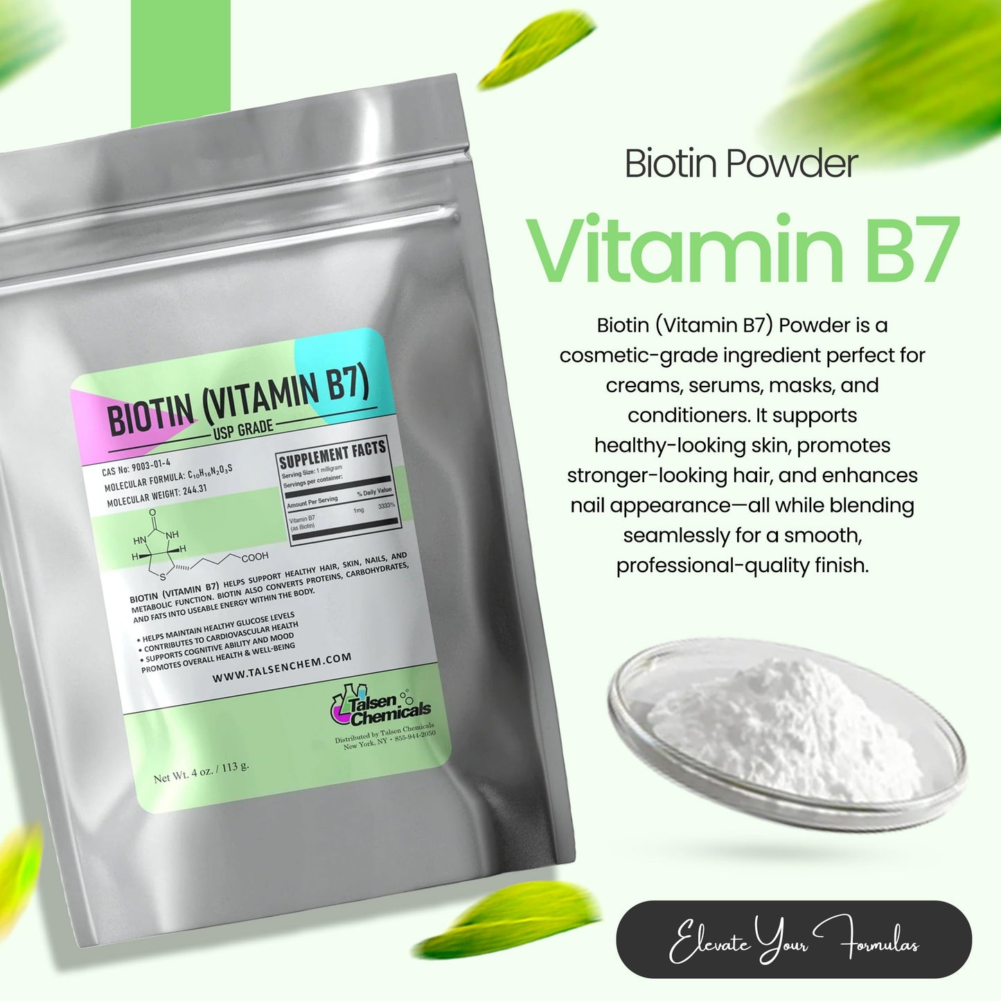 Talsen Chemicals Biotin Powder 8 Ounce