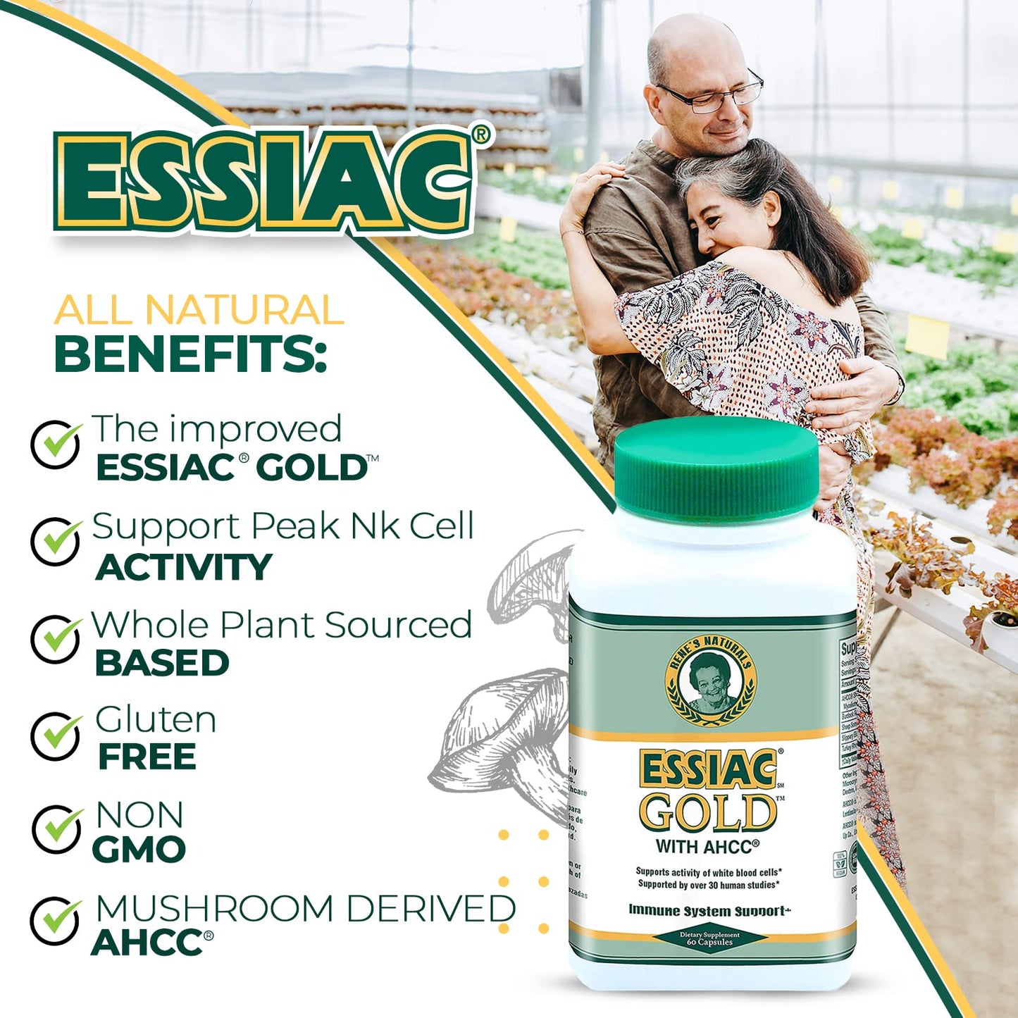Essiac Power Bundle Tea Daily Drops Gold w/AHCC Mushroom Extract 2 Capsules