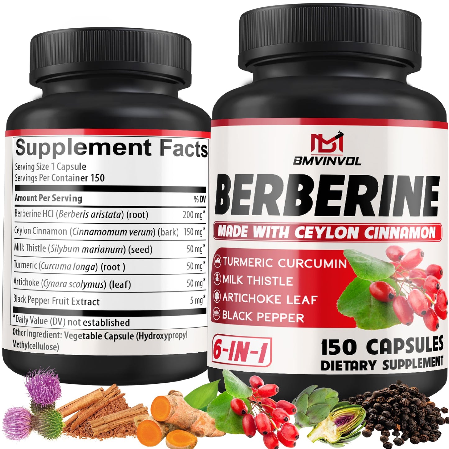 BMVINVOL Berberine HCl Capsule 150 Count