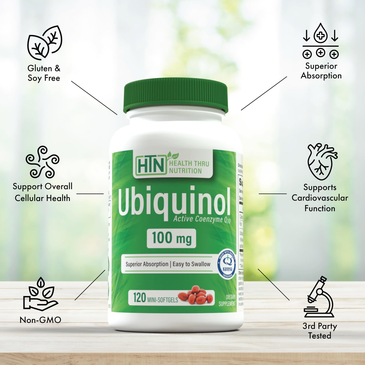 Health Thru Nutrition Ubiquinol 100mg Softgel, 120 Count