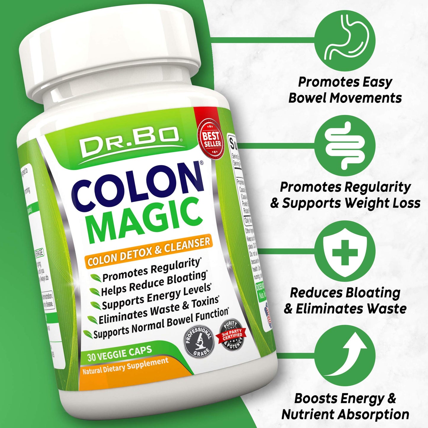 DR. BO Colon Cleanse Candi Detox Formula 120 Capsules