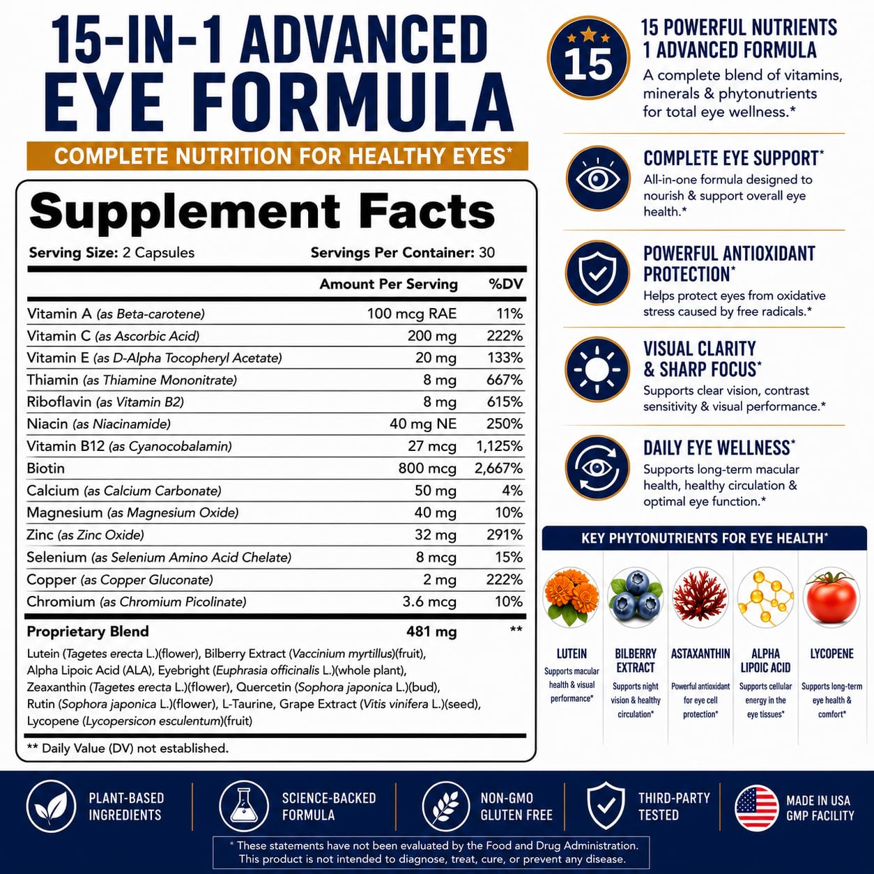 Naturonel 15-in-1 Advanced Eye Formula Capsules 60 Count