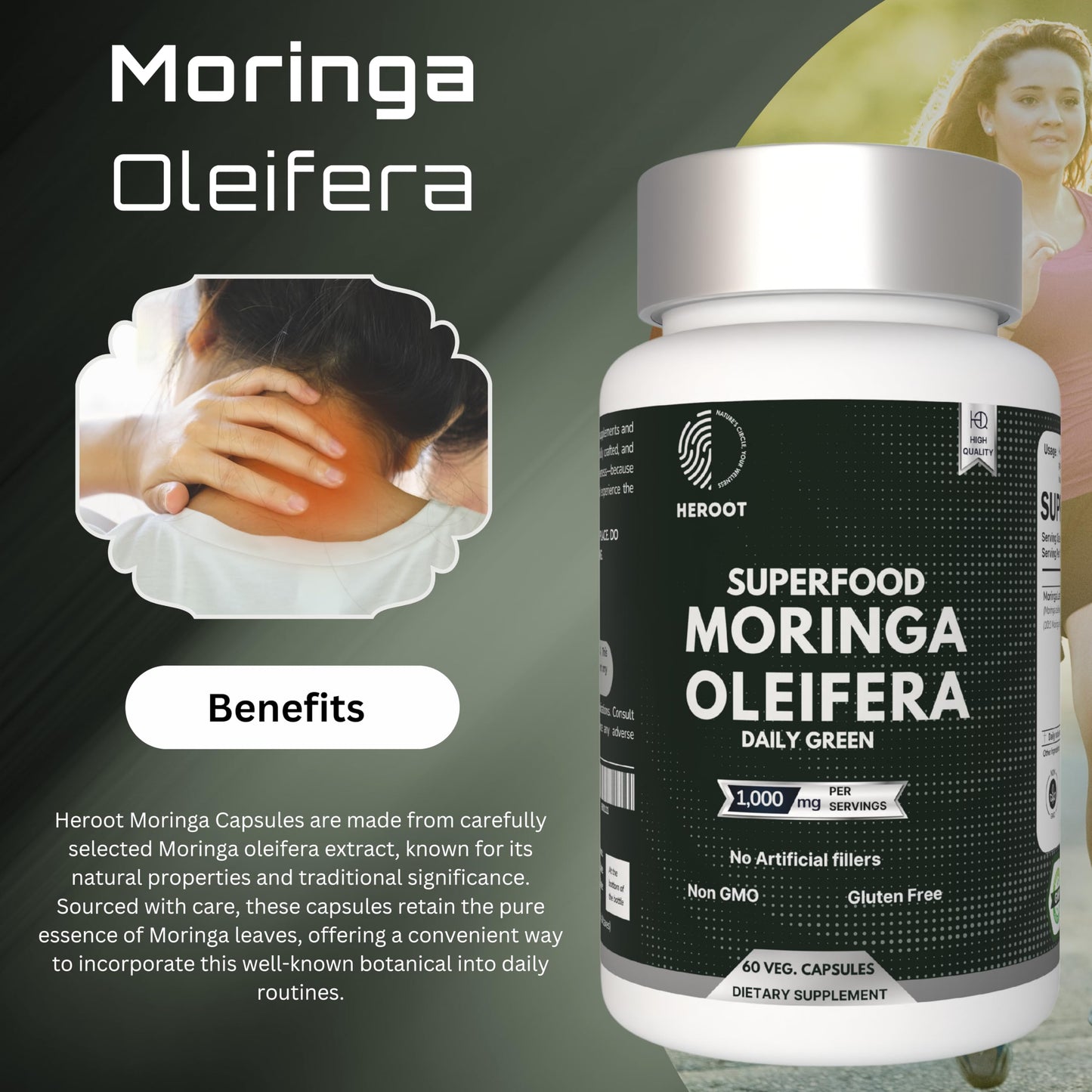Heroot Organic Moringa Capsules 60 Capsules