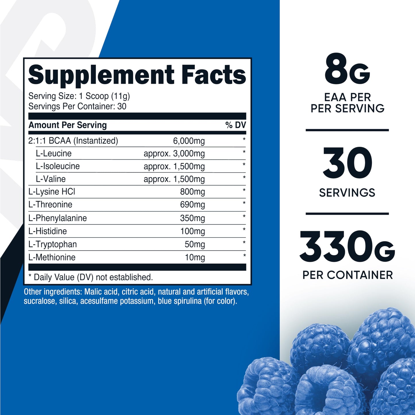 Nutricost EAA Powder 30 Servings Blue Raspberry, 11.6 oz