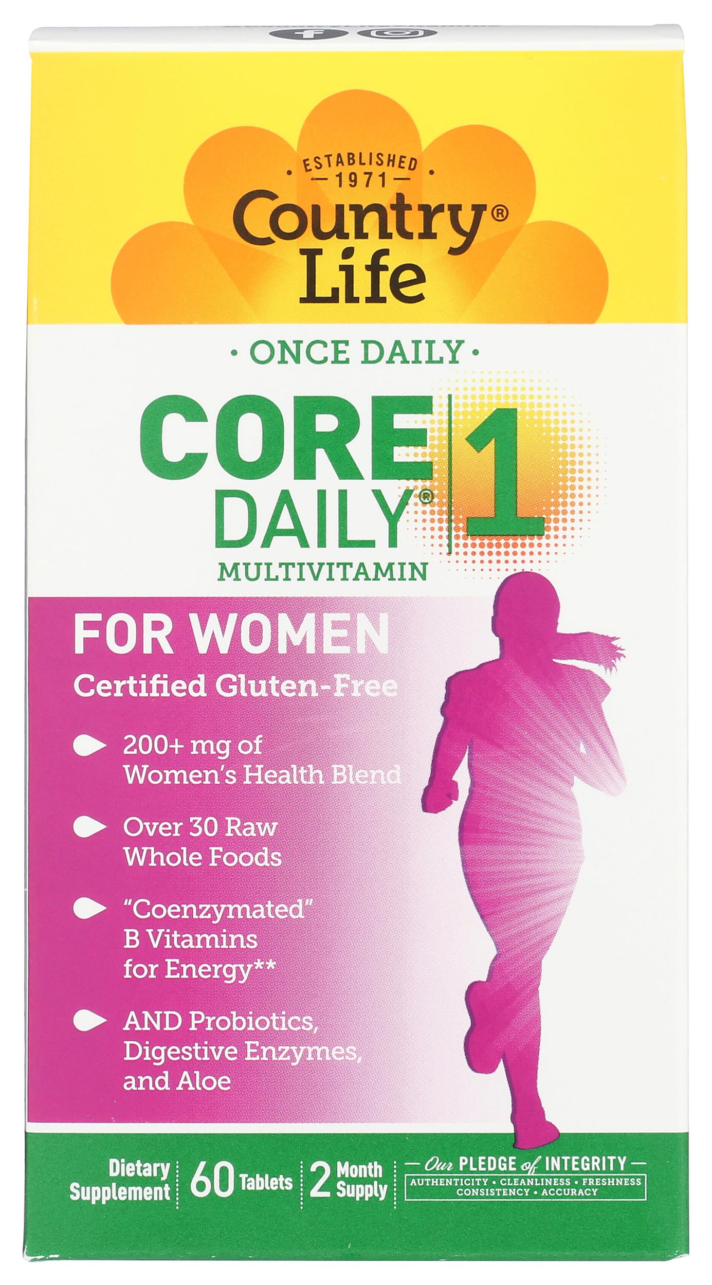 Country Life Multivitamin Women Core Daily 1 Tablet, 60 Count