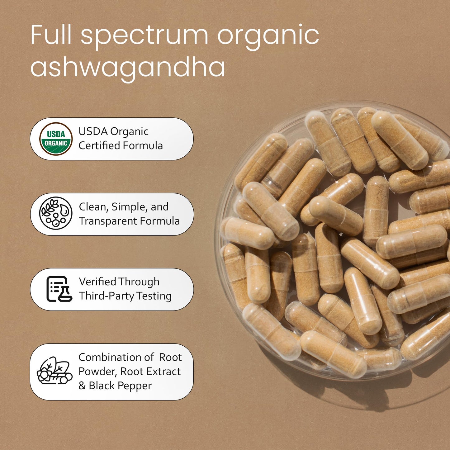 NaturaLife Labs Organic Ashwagandha 2100 mg per Serving – Full Spectrum Root Powder and Standardized Extract (Withanolides) Capsules, 200