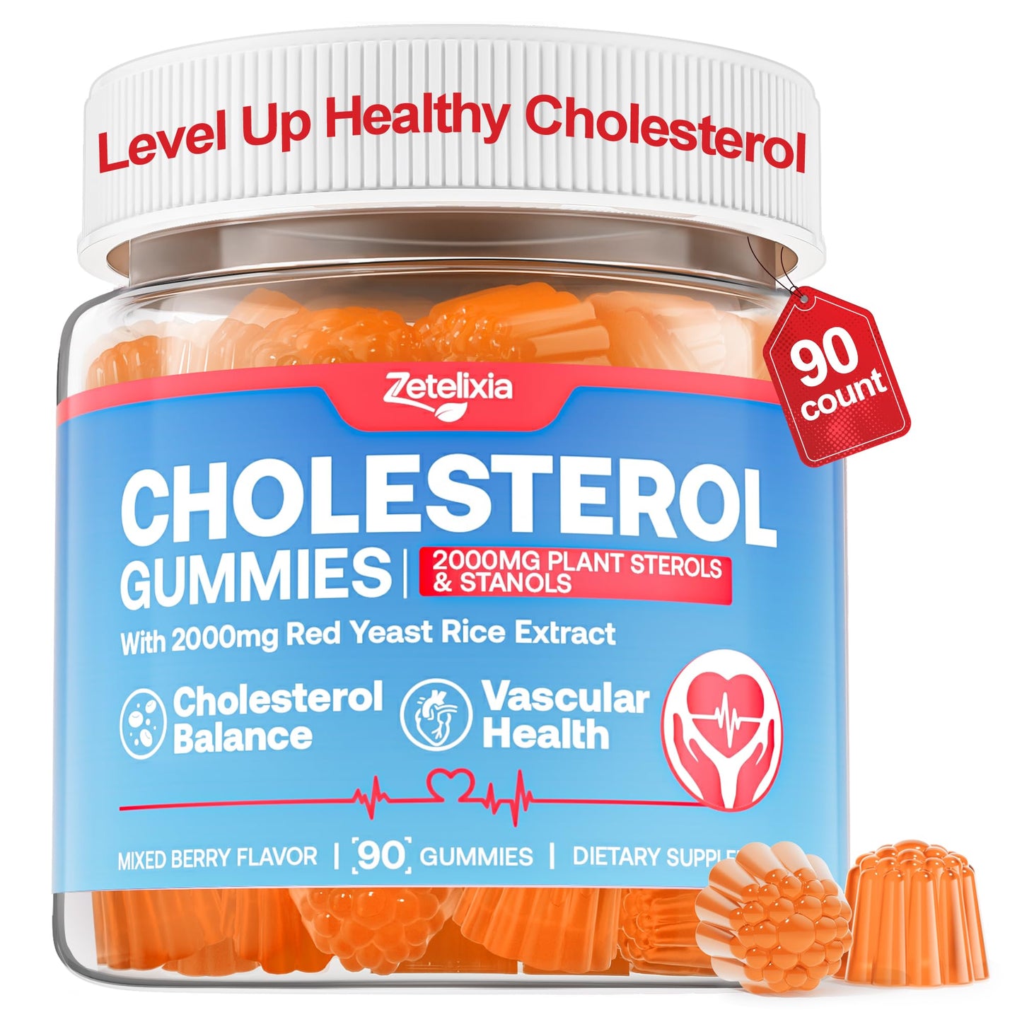 Zetelixia Cholesterol Lowering Supplements Gummies 90 Count