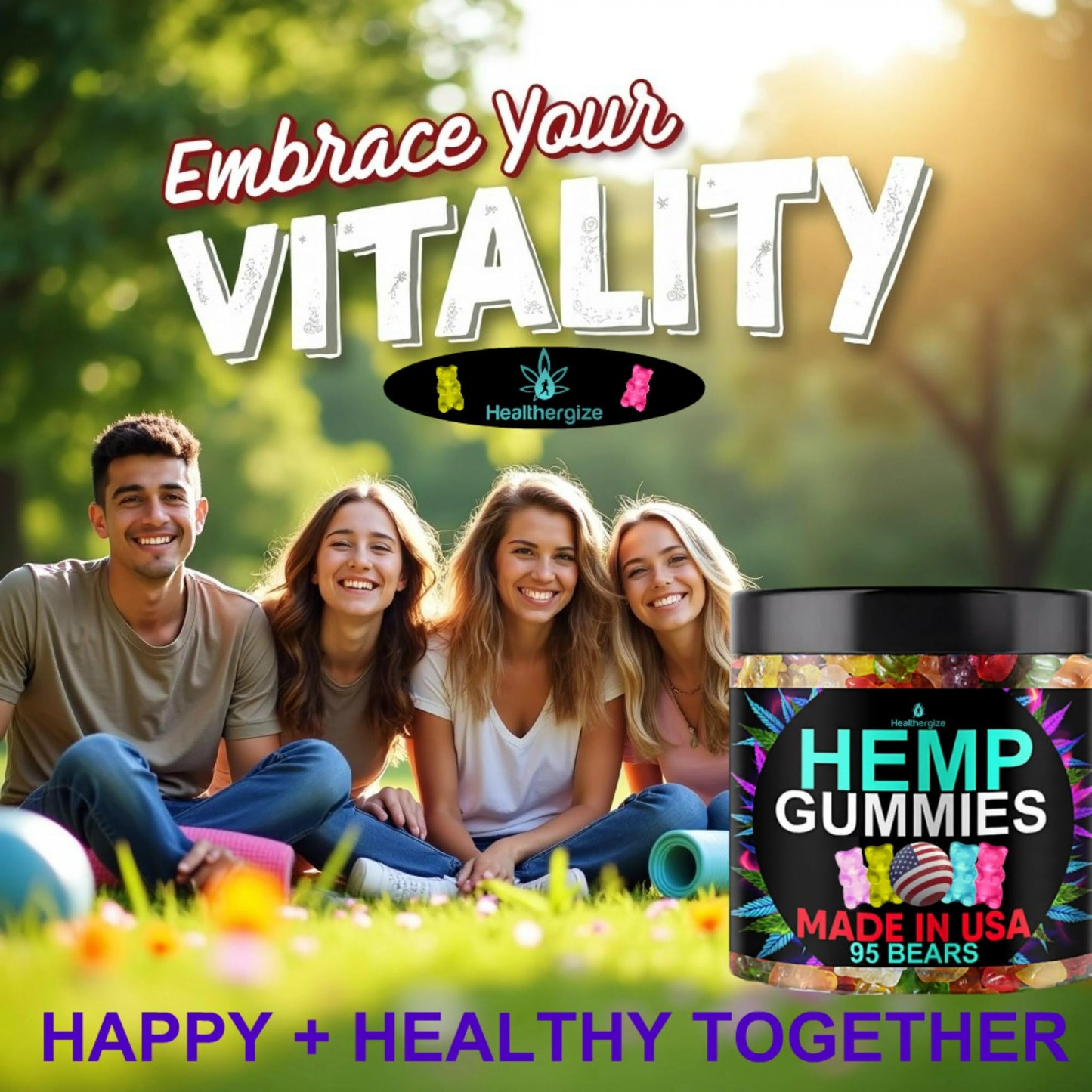 Healthergize Hemp Gummies for Sleep, Calm Relaxation Edibles - Gummy, 95 Count