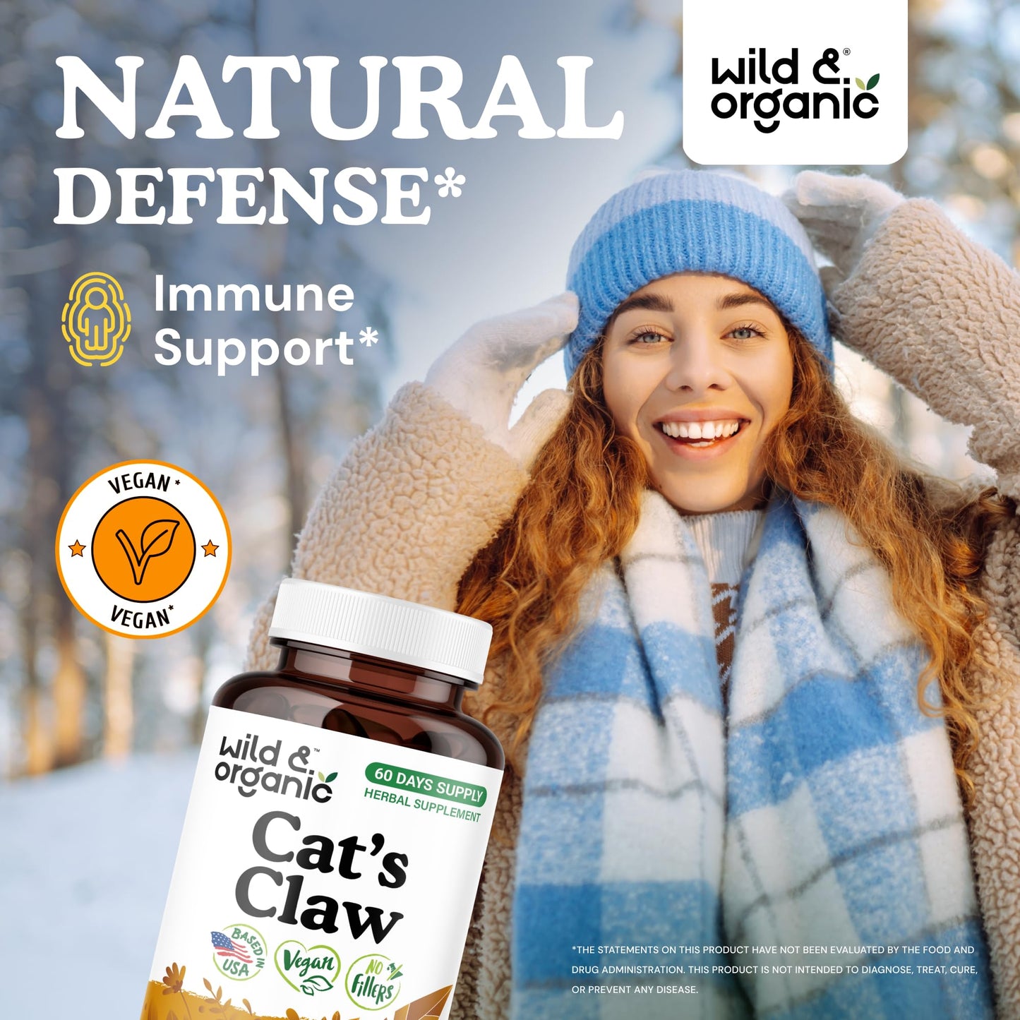 Wild & Organic Cat's Claw Capsules 1000 mg, 120 Count