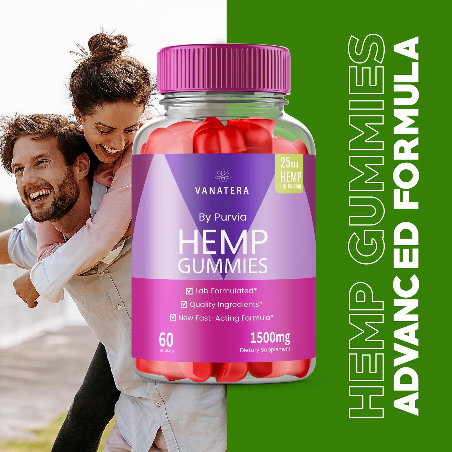 Purvia Vanatera Hemp Gummies Extra Strength Formula, 60 Gummies