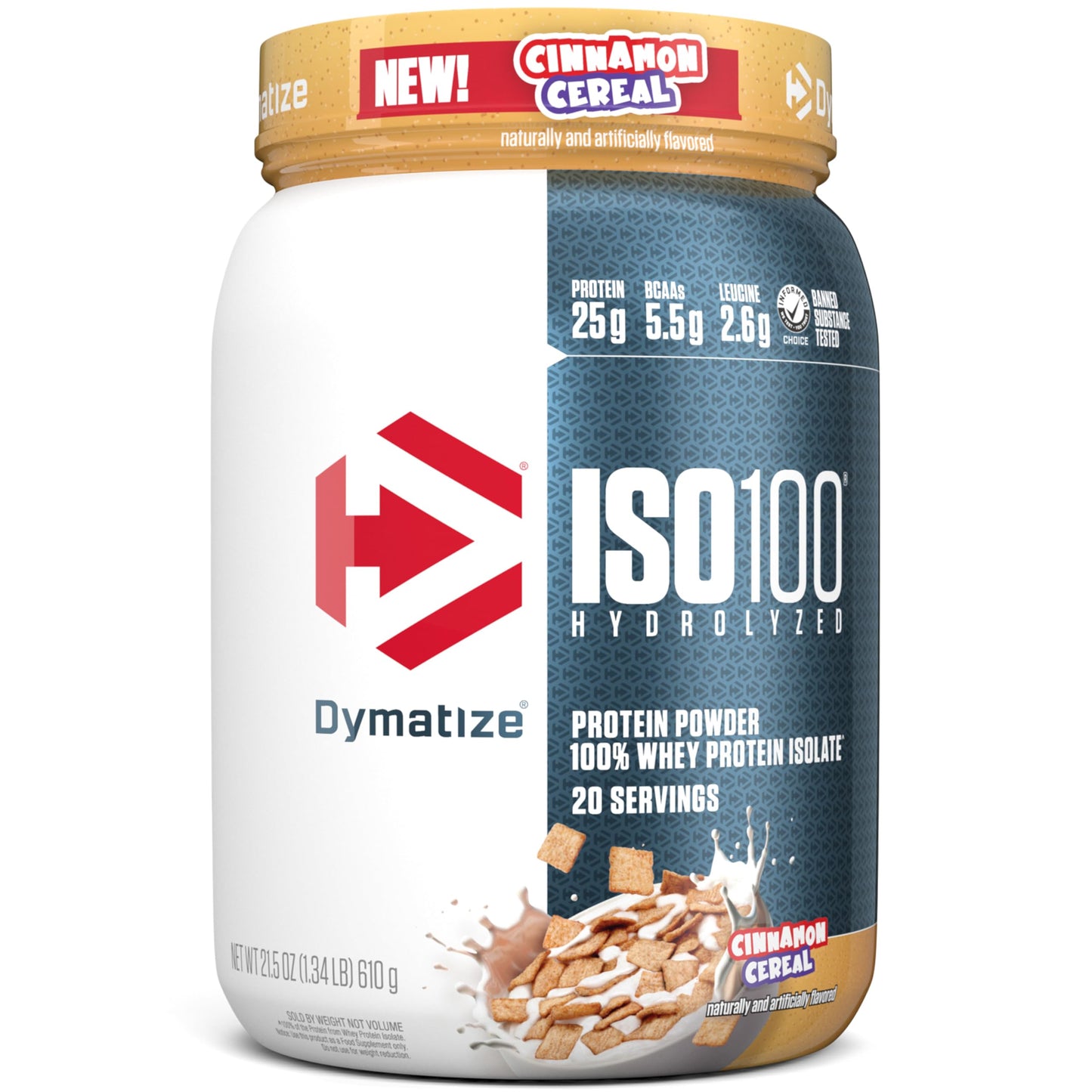 Dymatize ISO100 Whey Protein Isolate Powder Cinnamon Cereal, 21.5 Servings