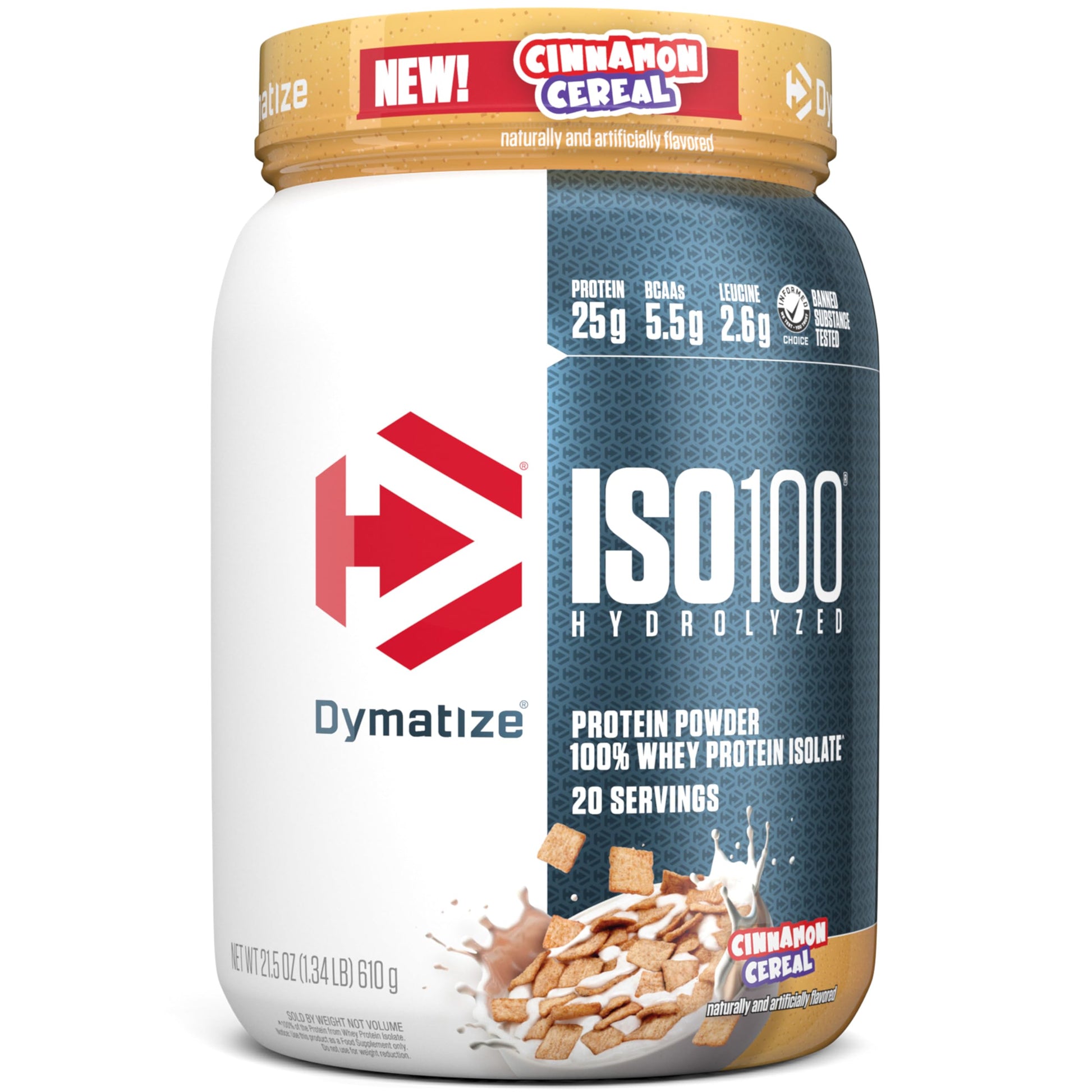 Dymatize ISO100 Whey Protein Isolate Powder Cinnamon Cereal, 21.5 Servings