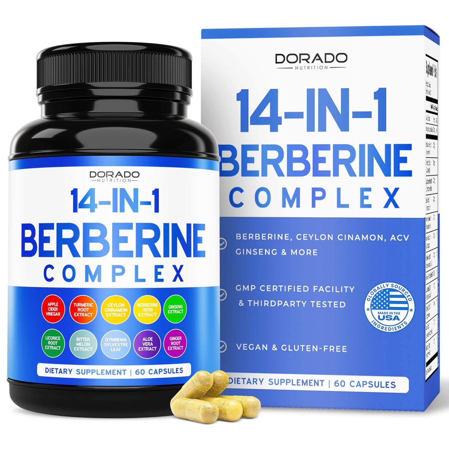 DORADO NUTRITION GLP-1 Supplement 14 in 1 Formula for Women & Men Capsule, 60 Count