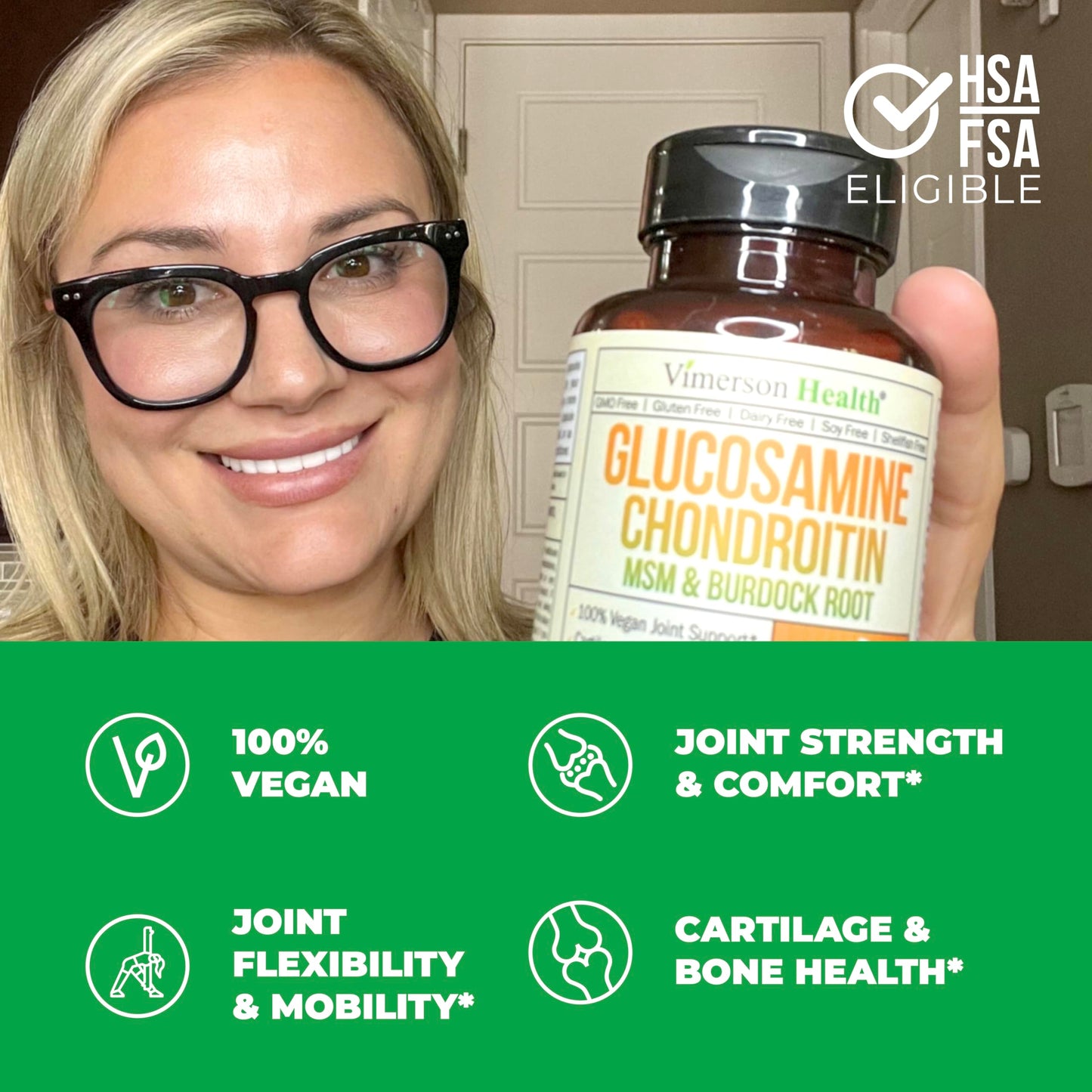 Vimerson Health Vegan Glucosamine Chondroitin MSM Joint Support Supplement & Complete Multivitamin for Women Capsules 150