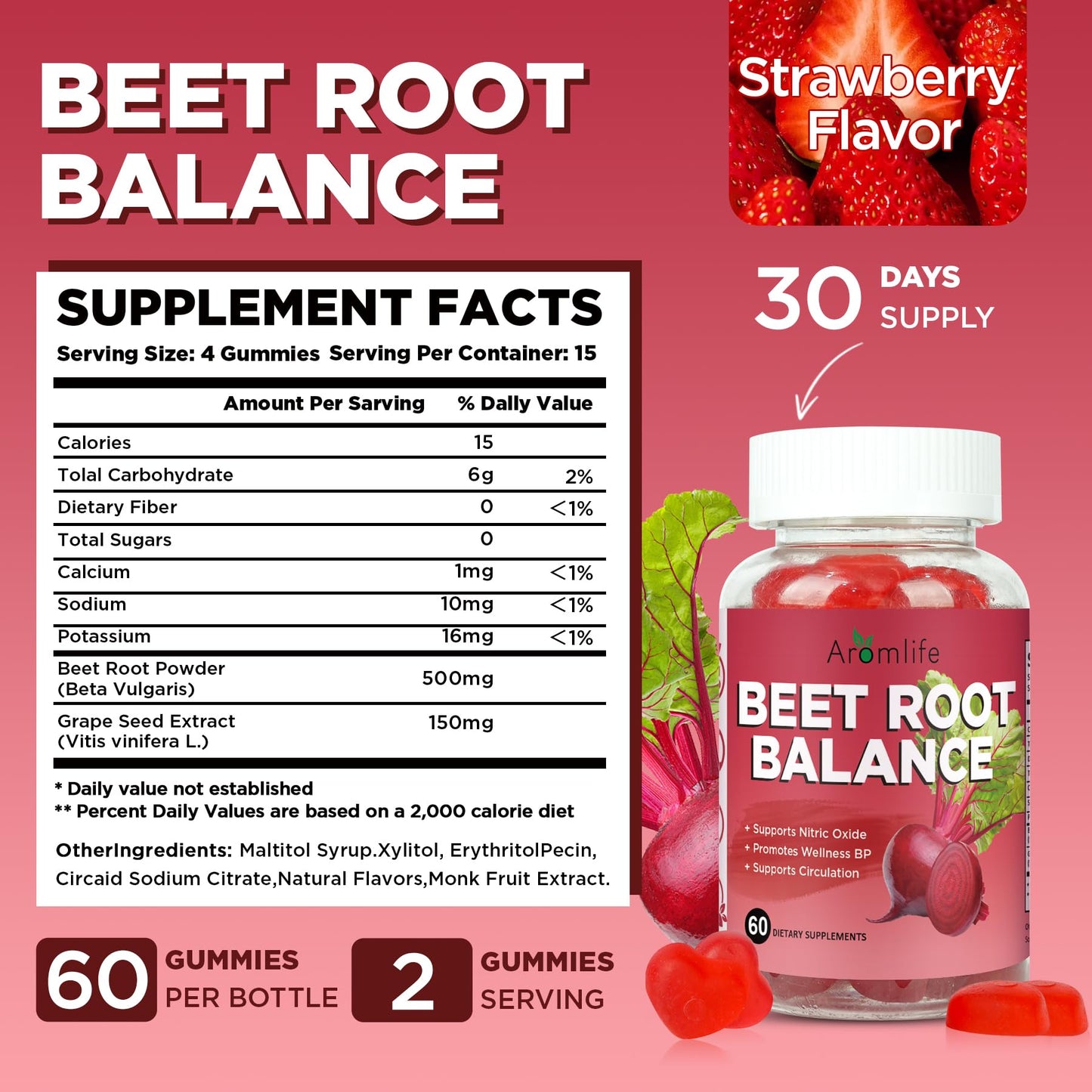 Aromlife Beet Root Balance Gummies 60 Count