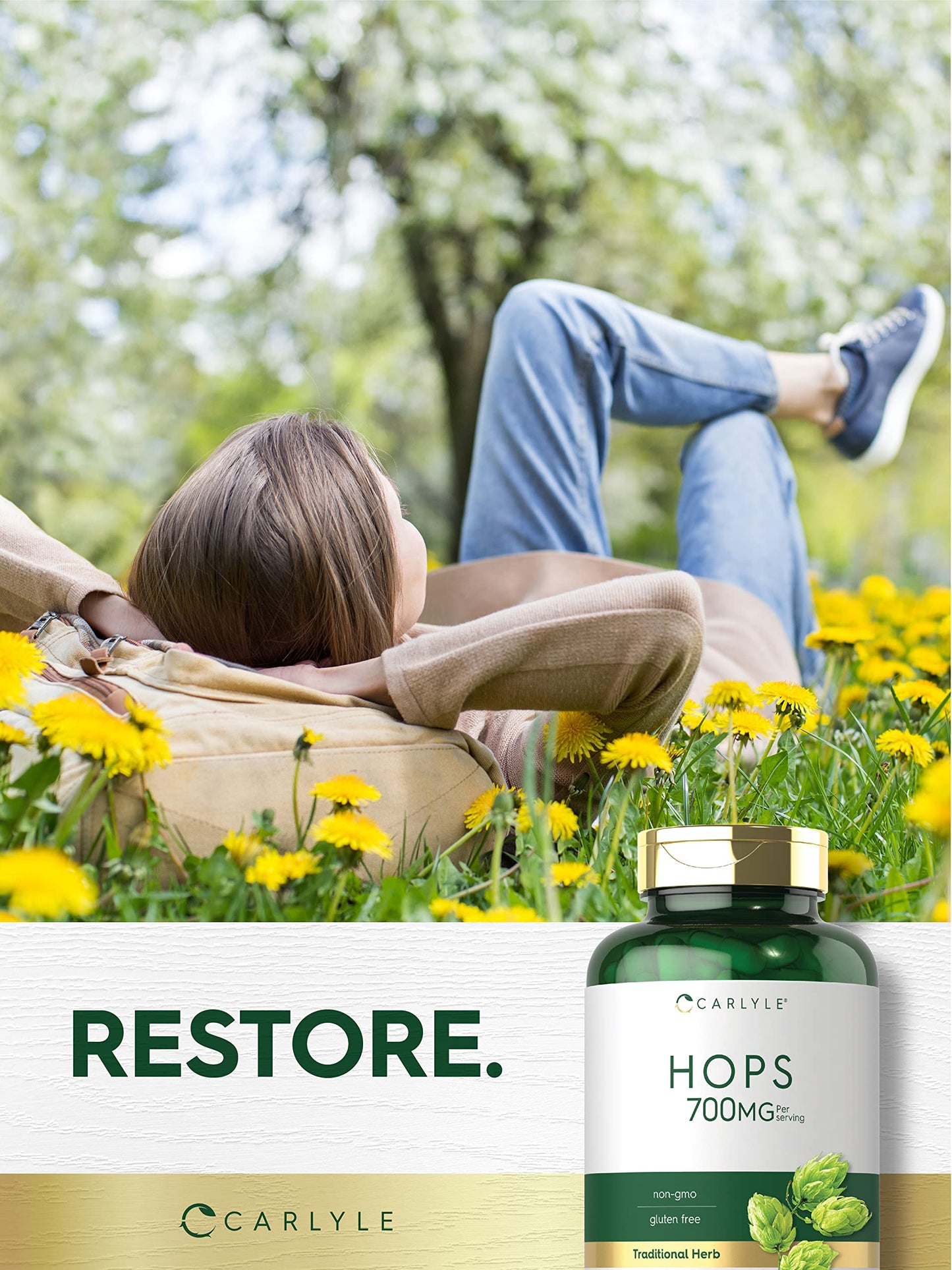 Carlyle Hops Supplement 700mg Capsule, 180 Count