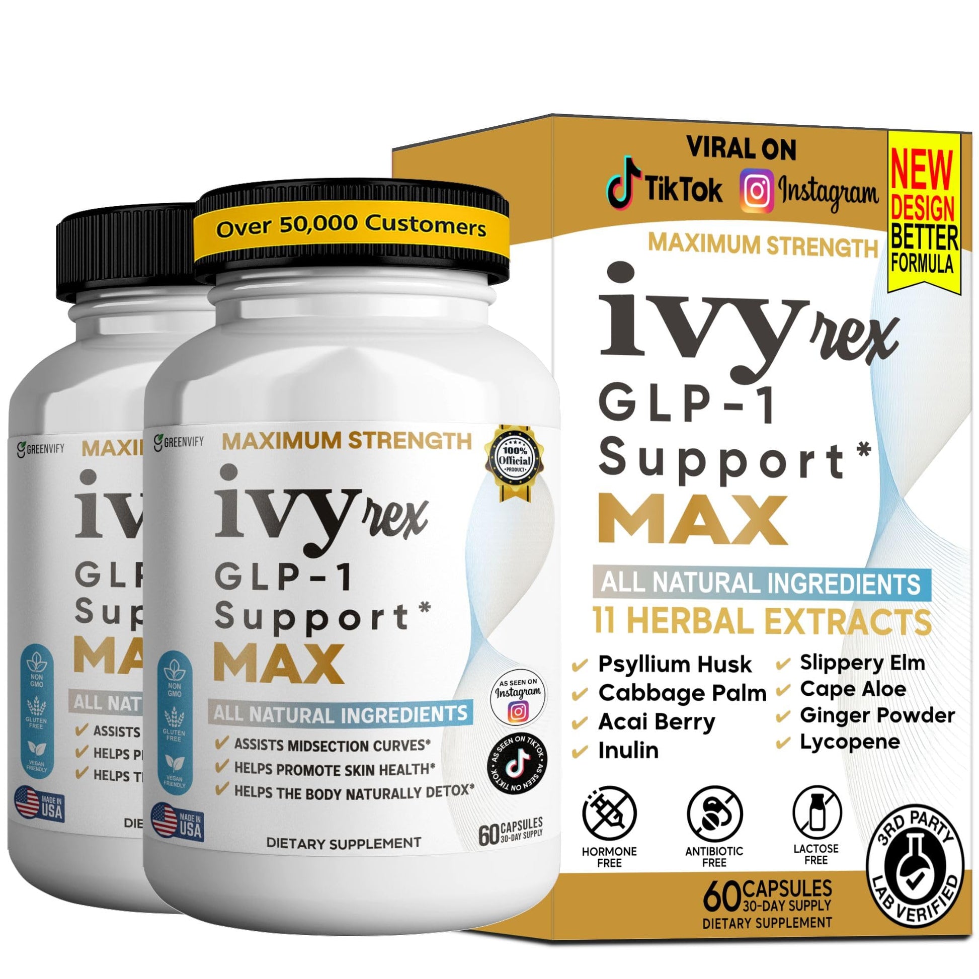 GREENVIFY Ivy Rex GLP-1 Support MAX Capsules, 60