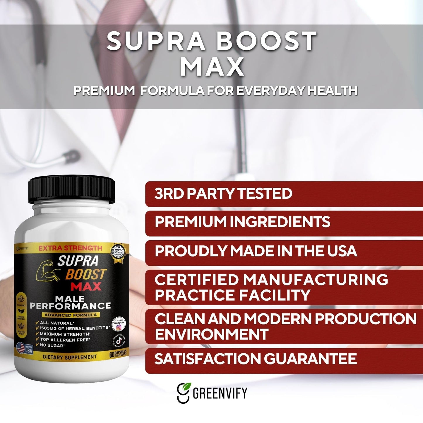 GREENVIFY Supra Boost Max Supplement 60 Capsules