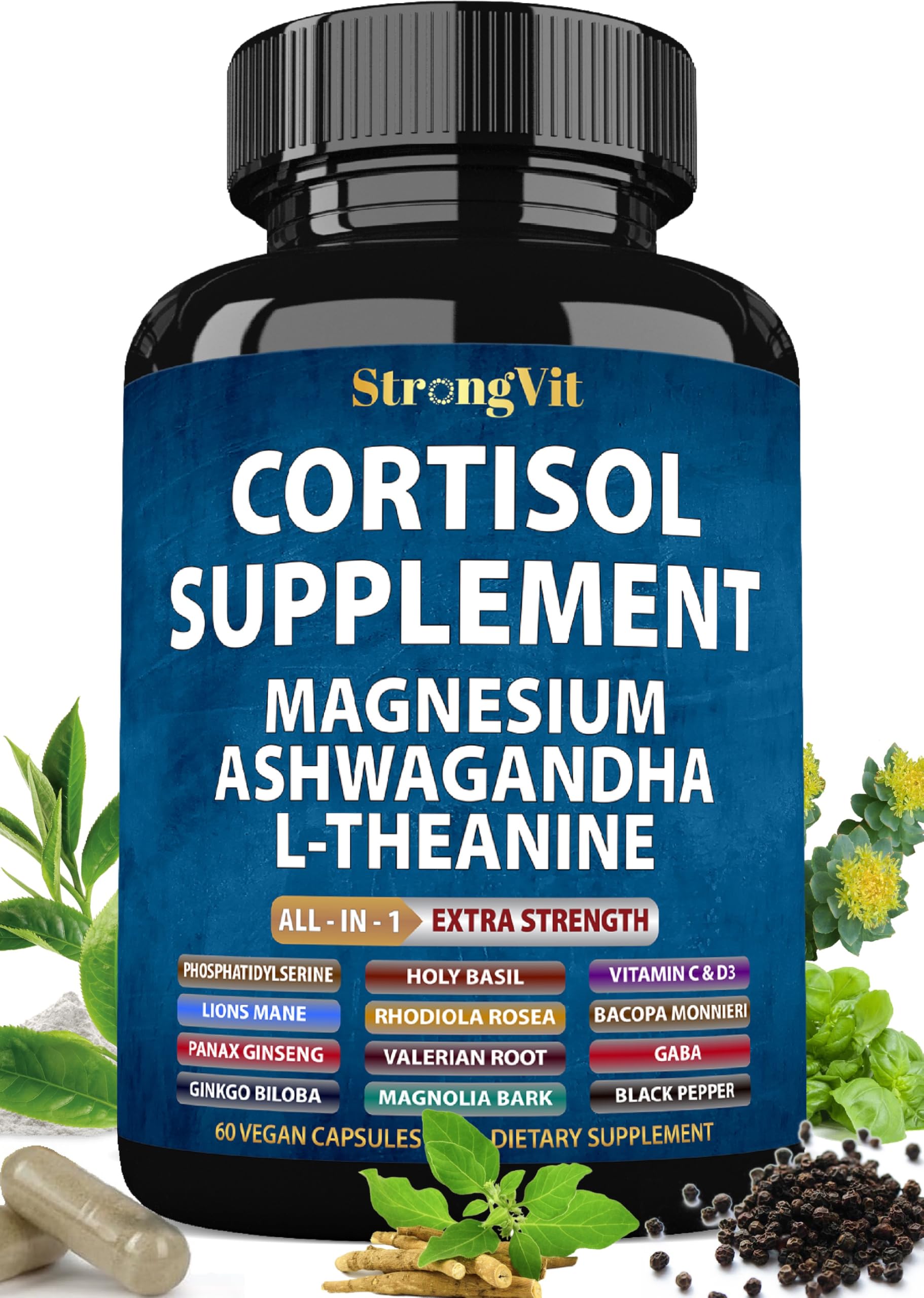 StrongVit Cortisol Supplements Capsules, 60 Count