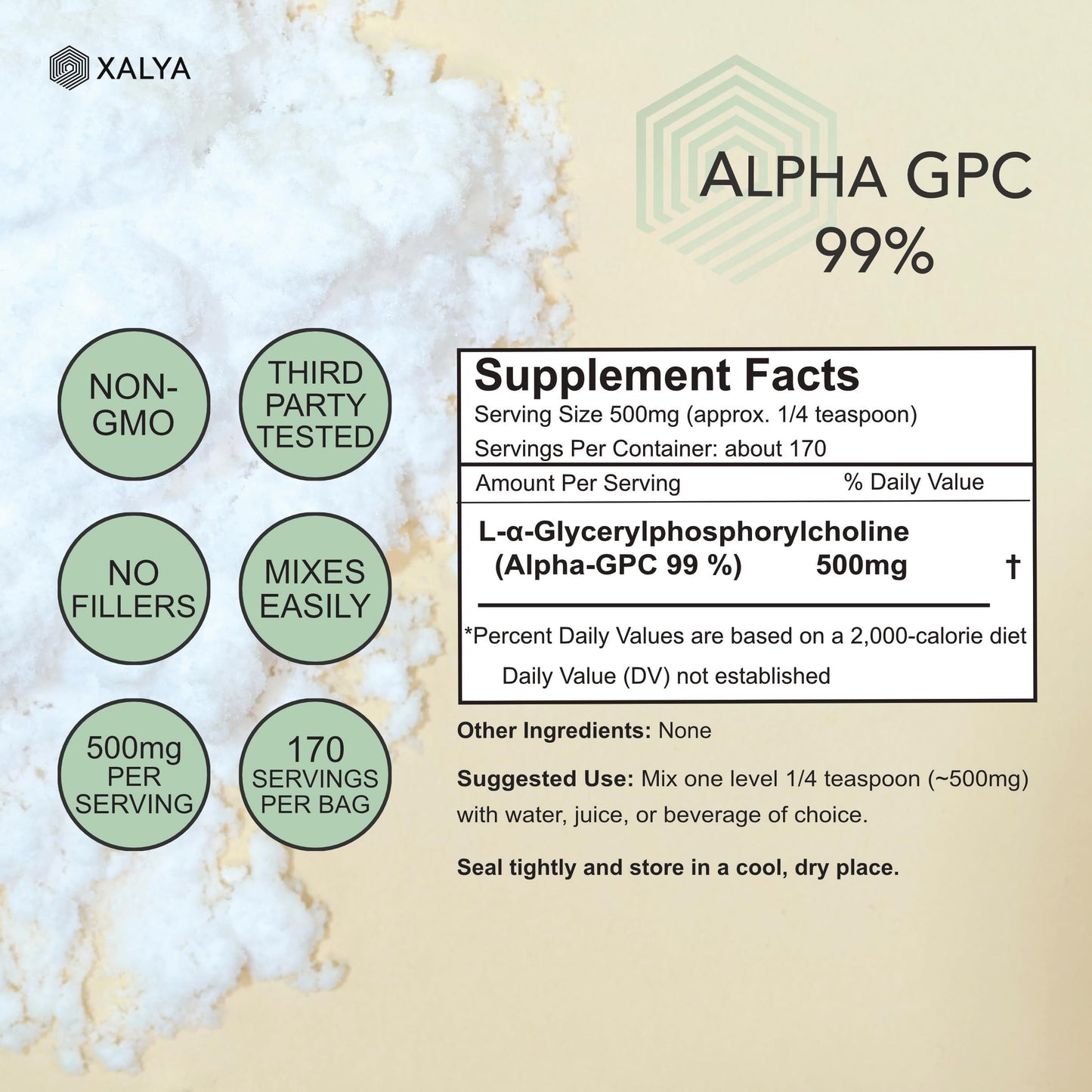 Xalya Alpha GPC Powder 500mg, 3oz