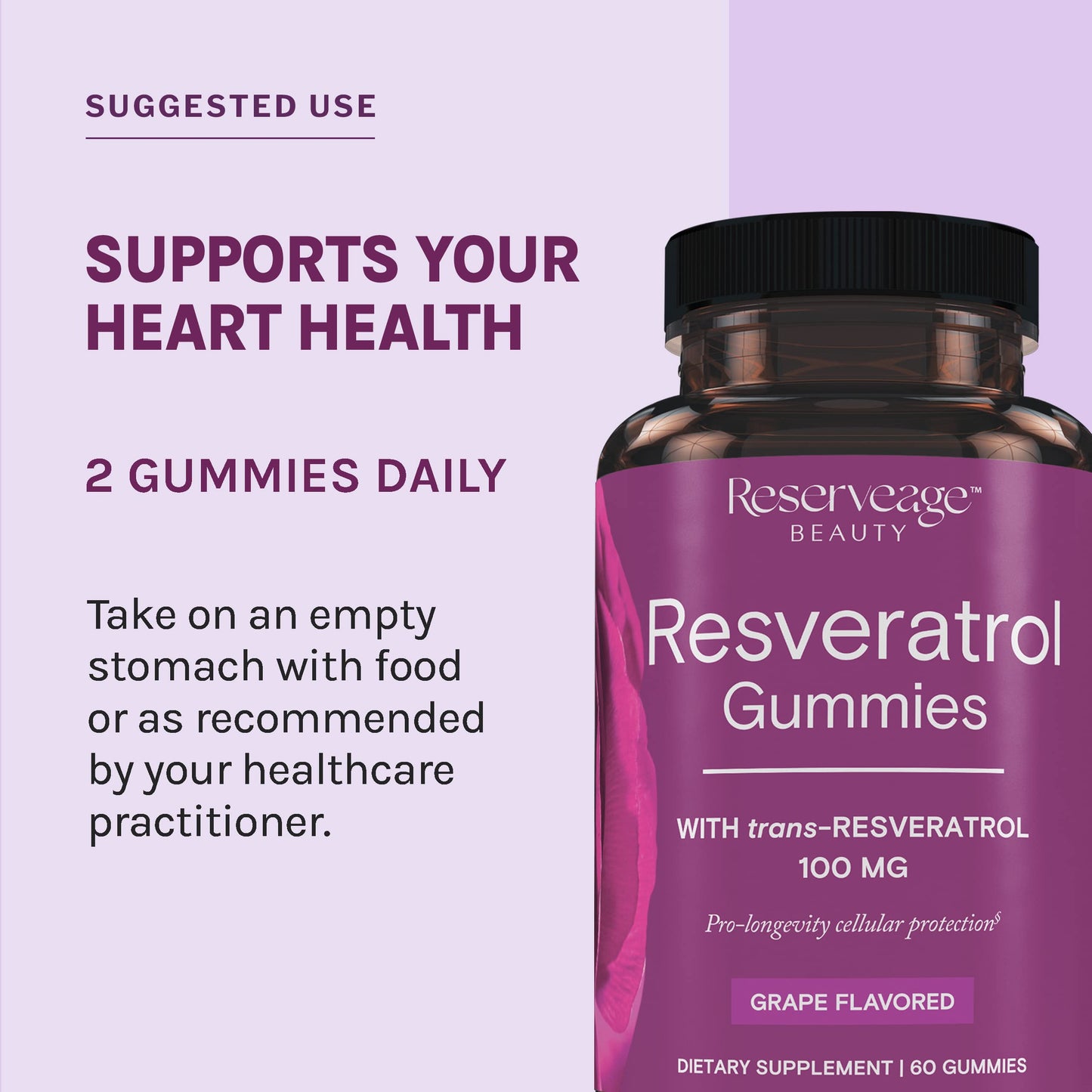 Reserveage Nutrition Beauty Resveratrol Gummies 100 mg, 120 Gummies
