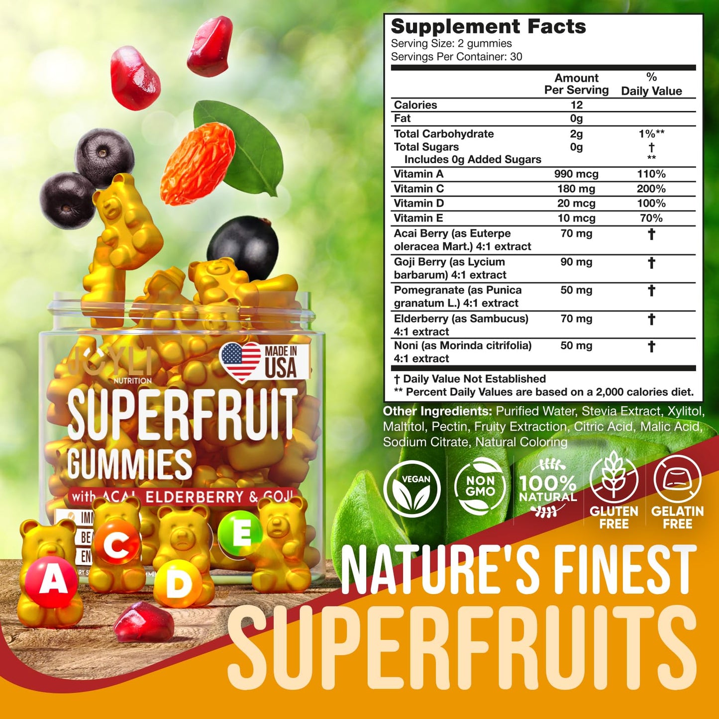 JOYLI Nutrition Multivitamin Fruit Gummies Gummy, 120 Count