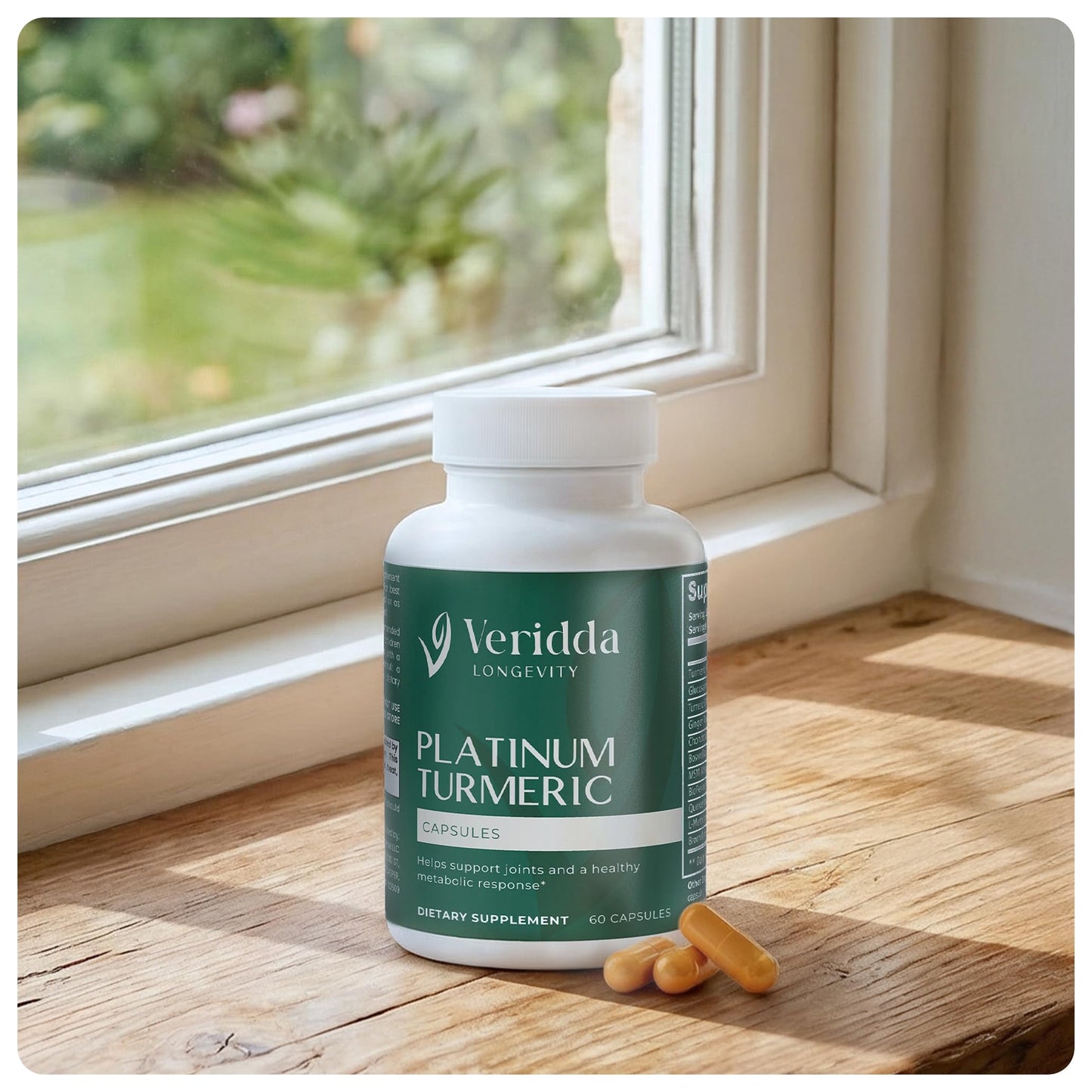 Veridda Longevity Platinum Turmeric Blend Capsules, 60 Count